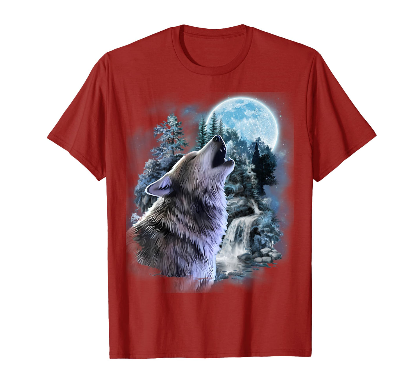 Wolf Howling Moon Forest Nature Wildlife Animal Lovers T-Shirt