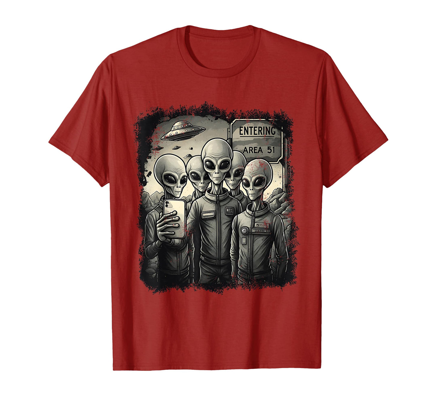 Funny Aliens Selfie Area 51 Space Suit UFO UAP Conspiracy T-Shirt
