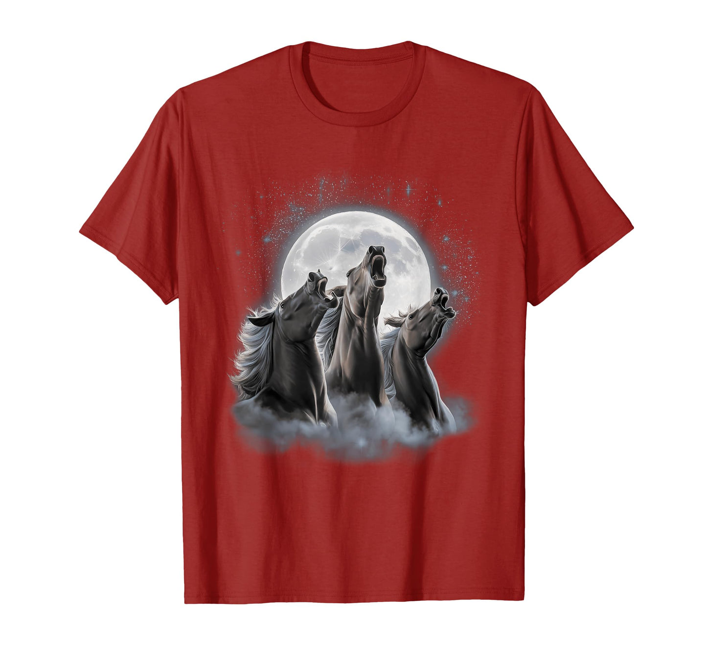 3 Horses Howling At The Moon Funny Horse Lover Equestrian T-Shirt