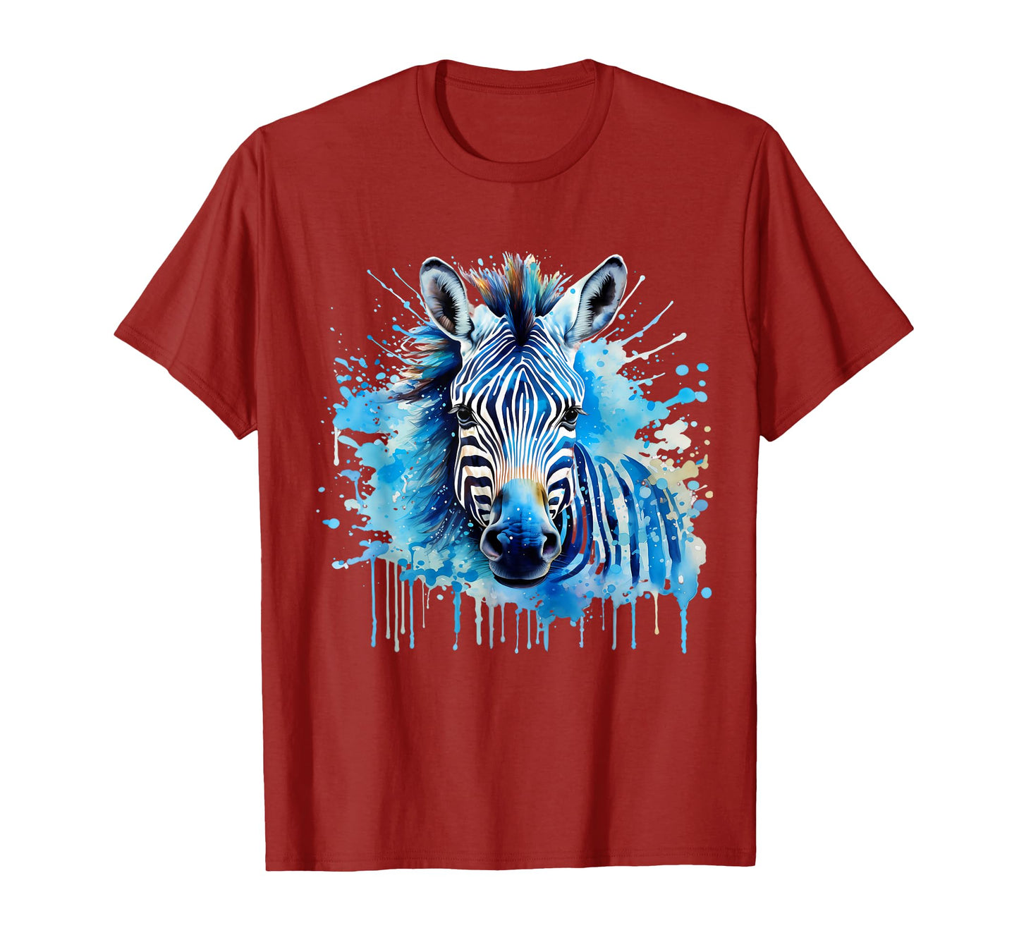 Zebra Portrait Wildlife Splash Nature Colorful Animal Art T-Shirt