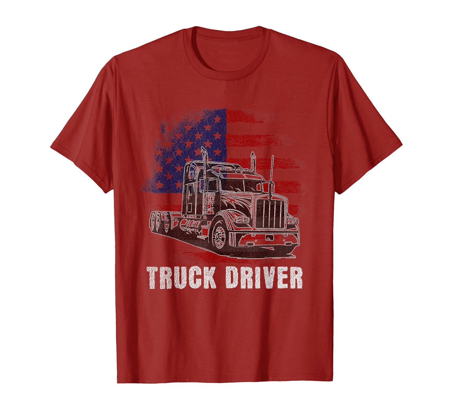 Truck Driver Freight Hauler with Patriotic USA Flag Graphic T-Shirt
