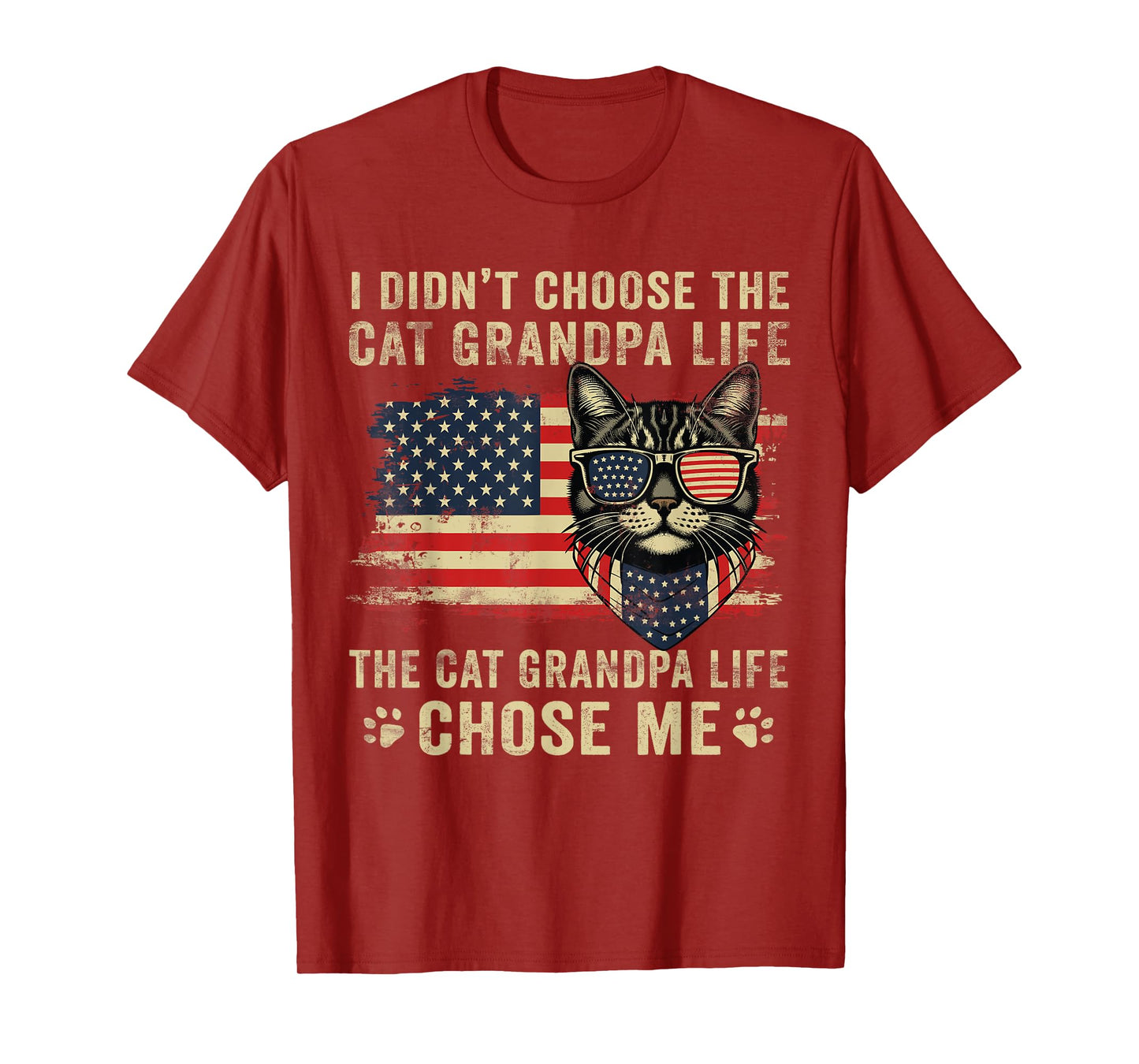 Cat Grandpa Life Father's Day For Cat Grandfather USA Flag T-Shirt for Men Women