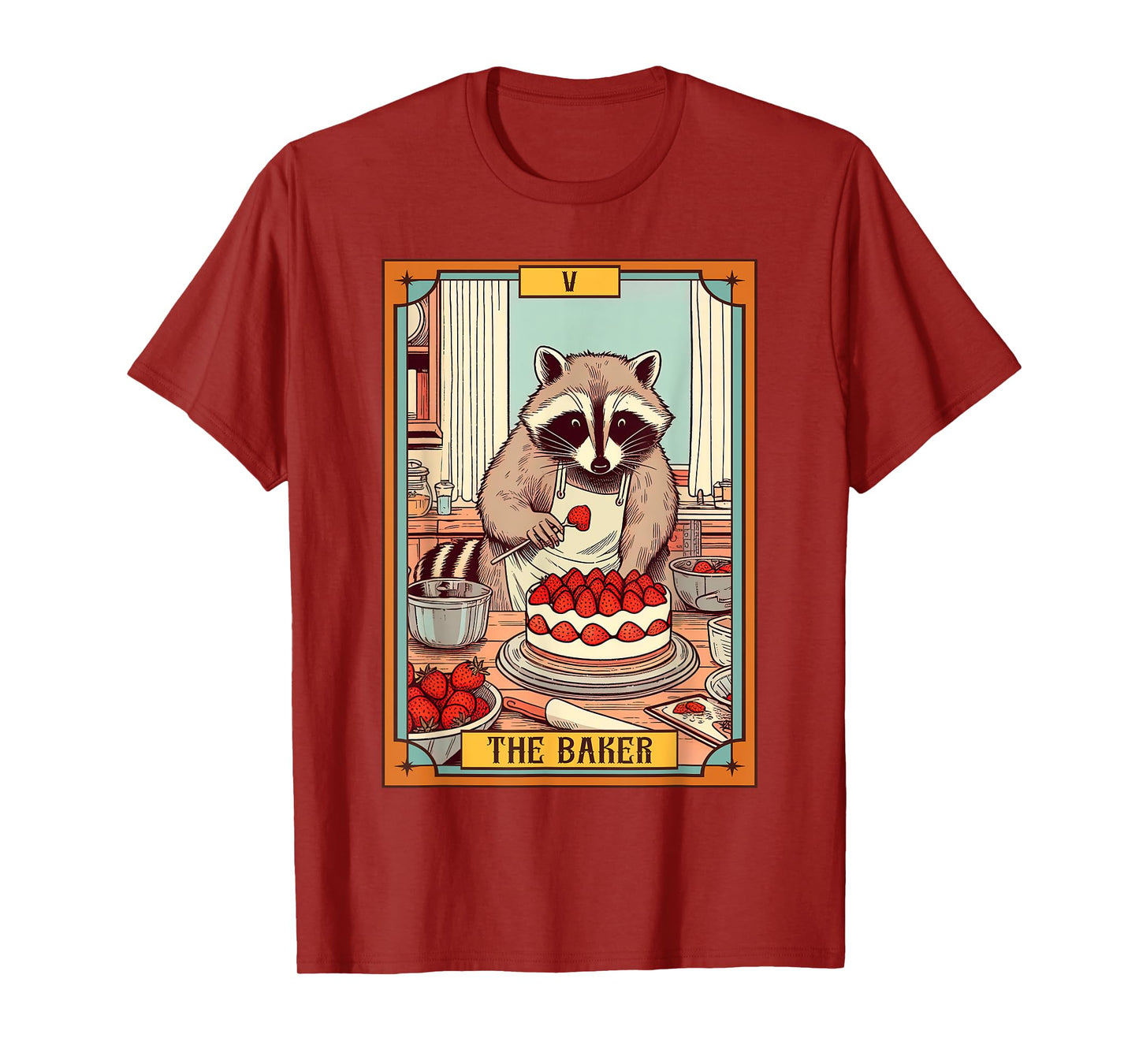 Baker Baking Lover Racoon making Cake The Baker Tarot Card T-Shirt