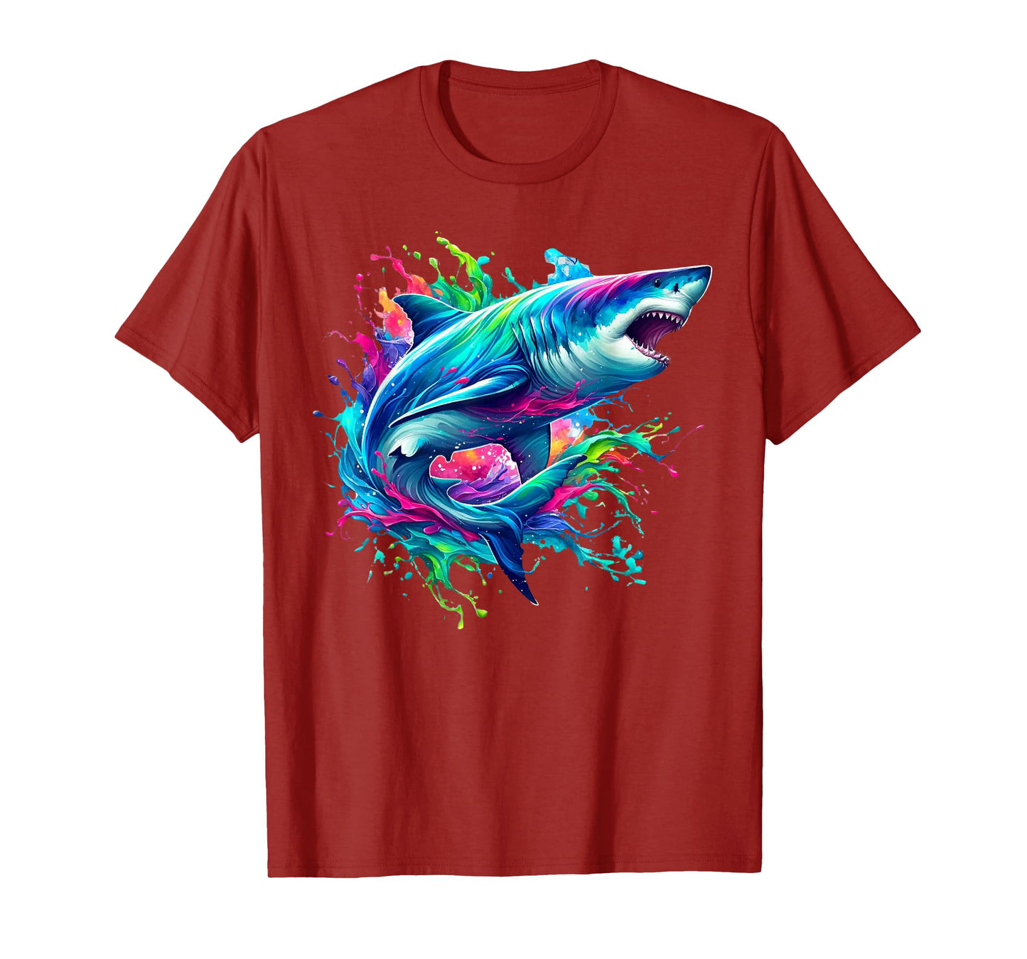 Shark Marine Biologist Paint Splash Ocean Animal Shark Lover T-Shirt