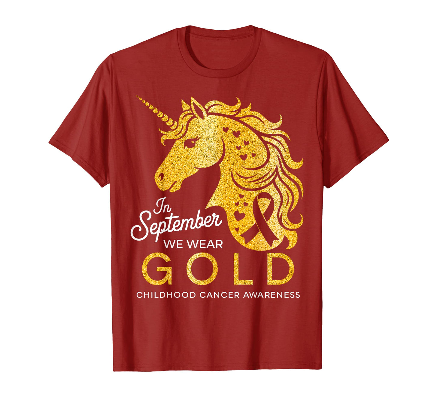 In September We Wear Gold Unicorn Childhood Cancer Awareness T-Shirt