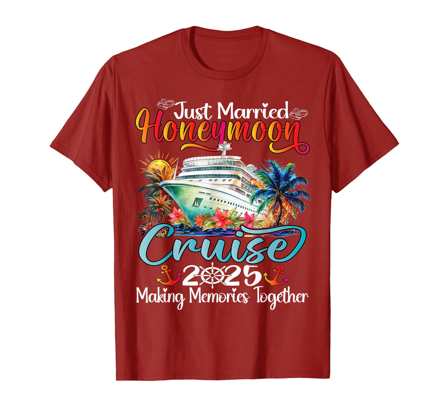 Honeymoon Cruise 2025 Just Married Matching Couples Vacation T-Shirt