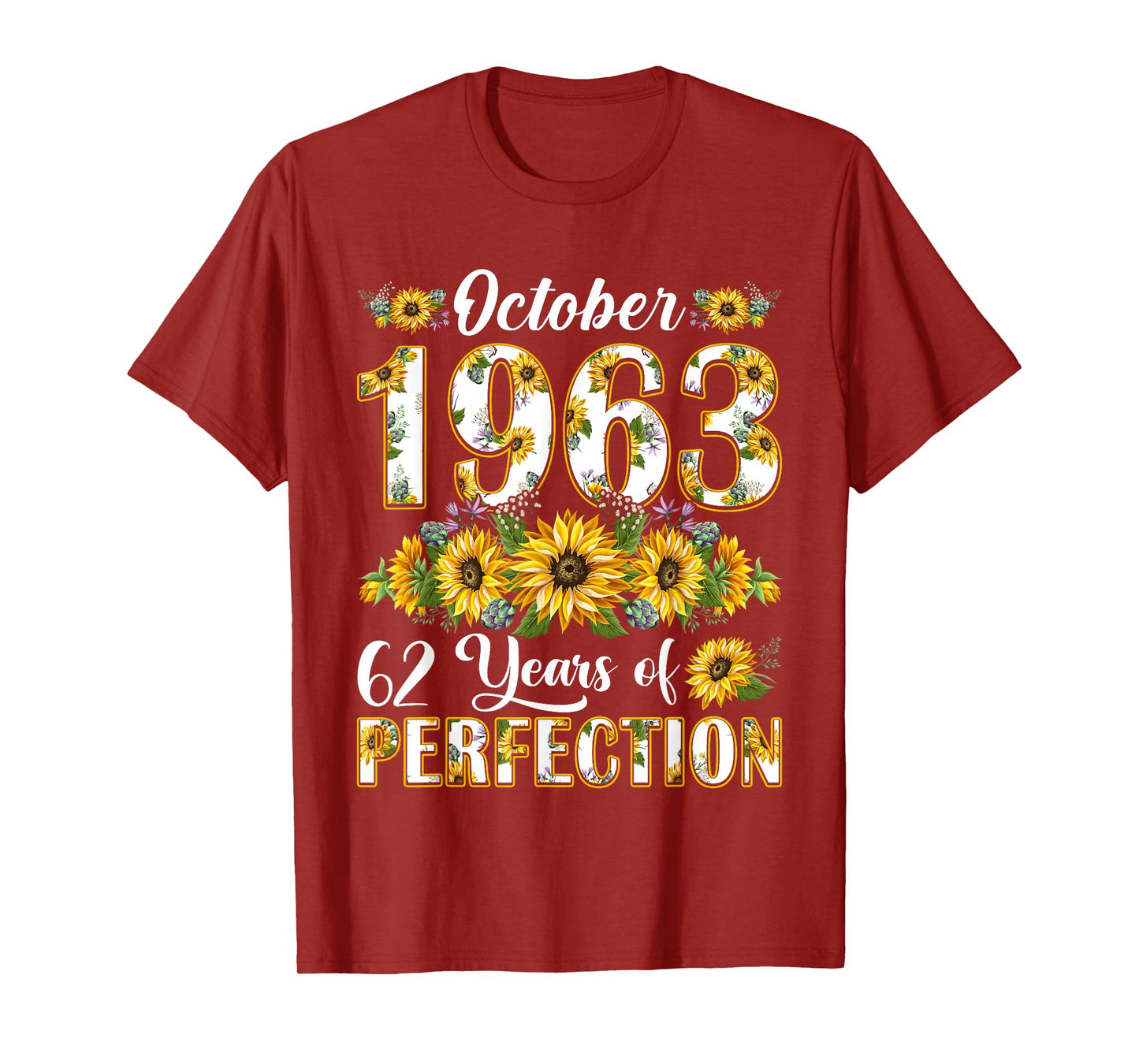 62 Year Old October 1963 Sunflower 62nd Birthday Women T-Shirt
