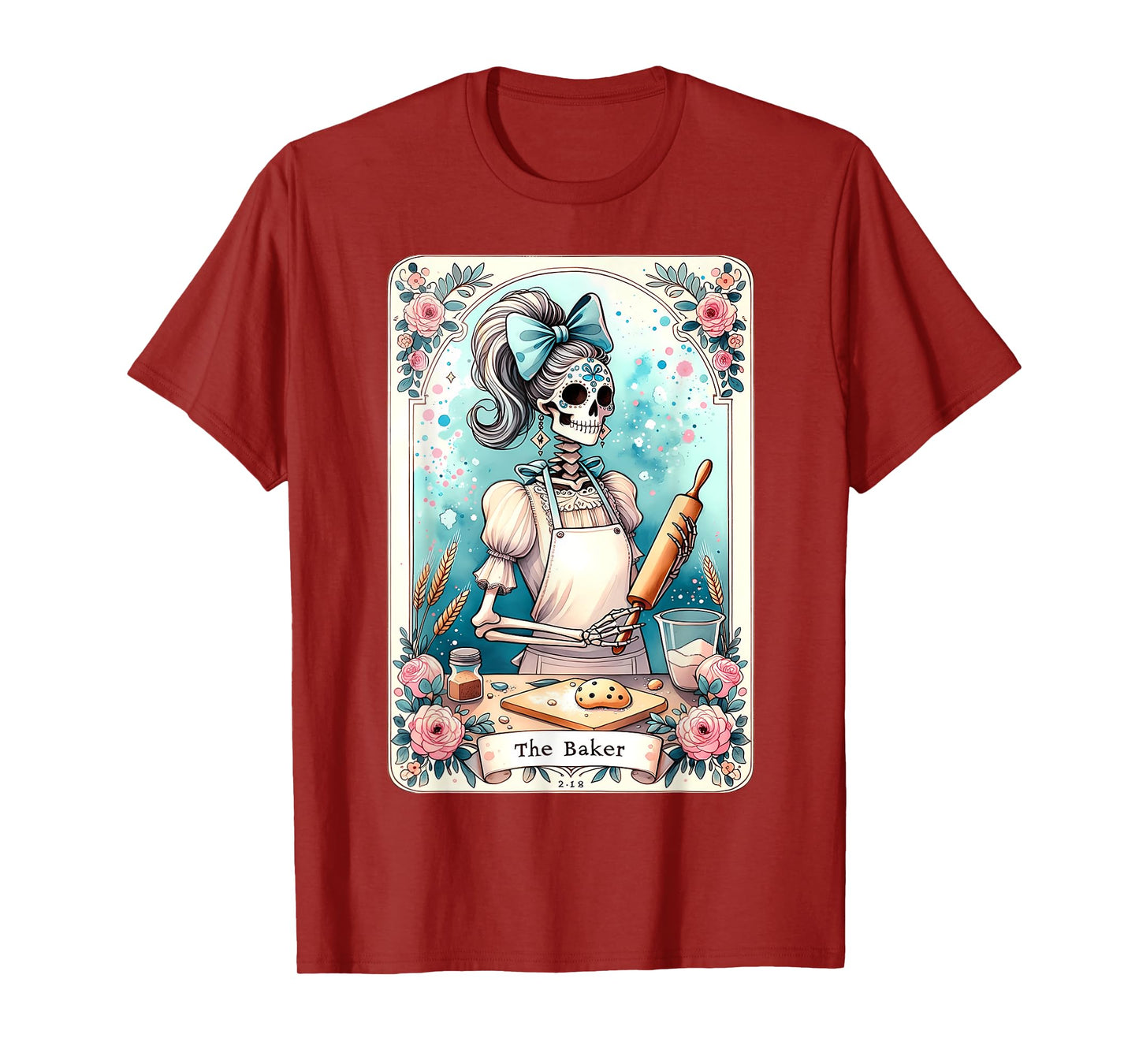 The Baker Tarot Card Skeleton Cook Witchy Chef Kitchen Lover T-Shirt