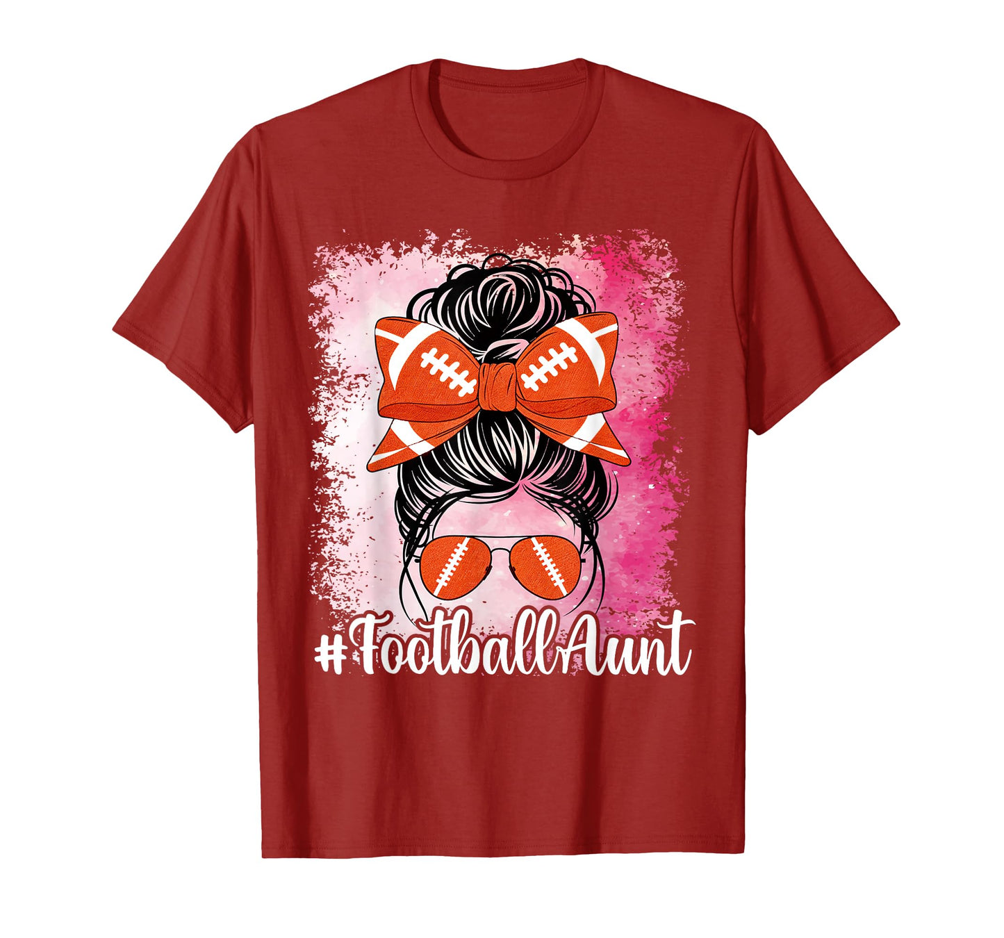 Bleached Football Aunt Life Messy BunMother's Day T-Shirt