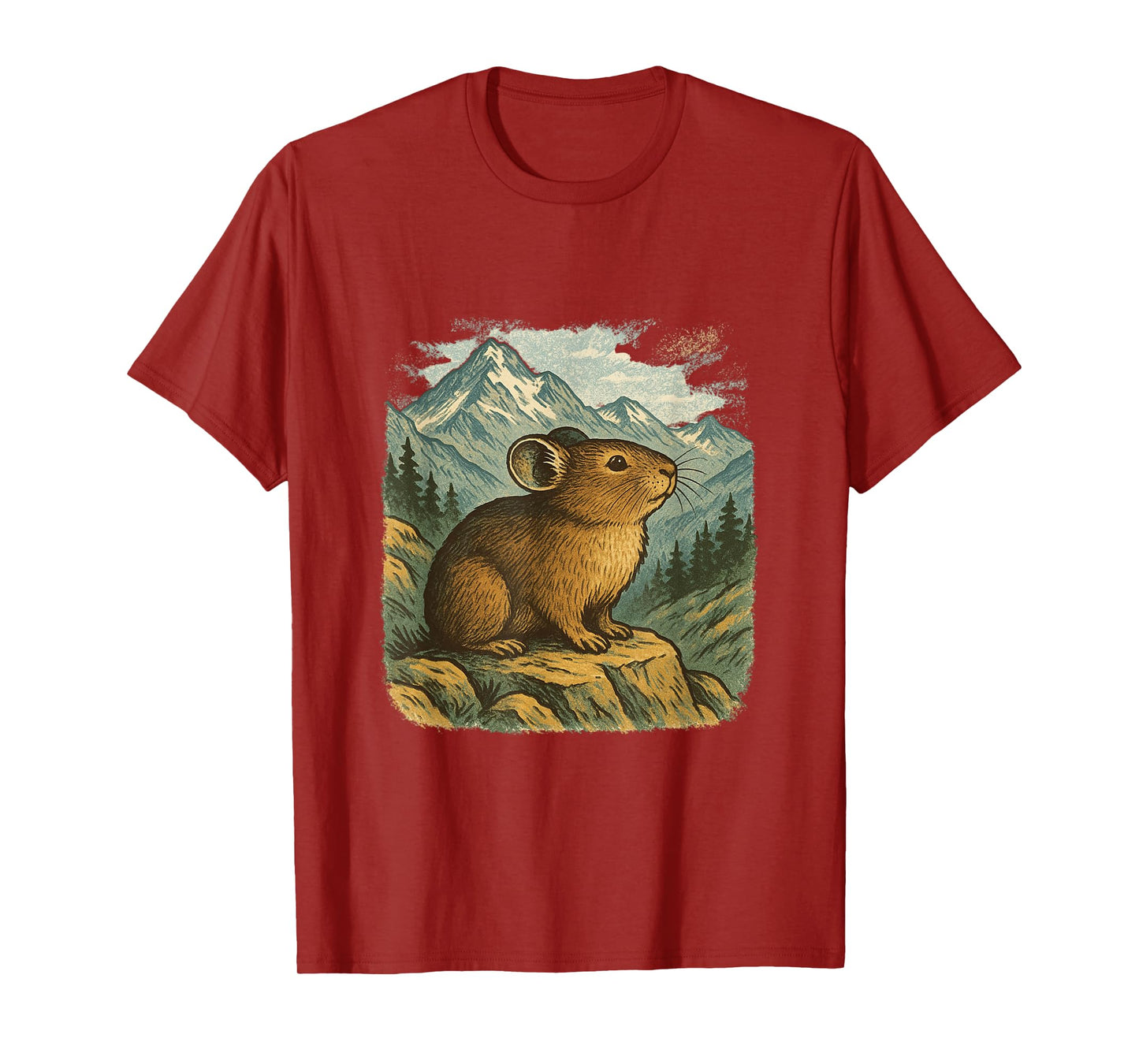 Mountain Pika – Vintage Wildlife Art in Alpine Setting T-Shirt