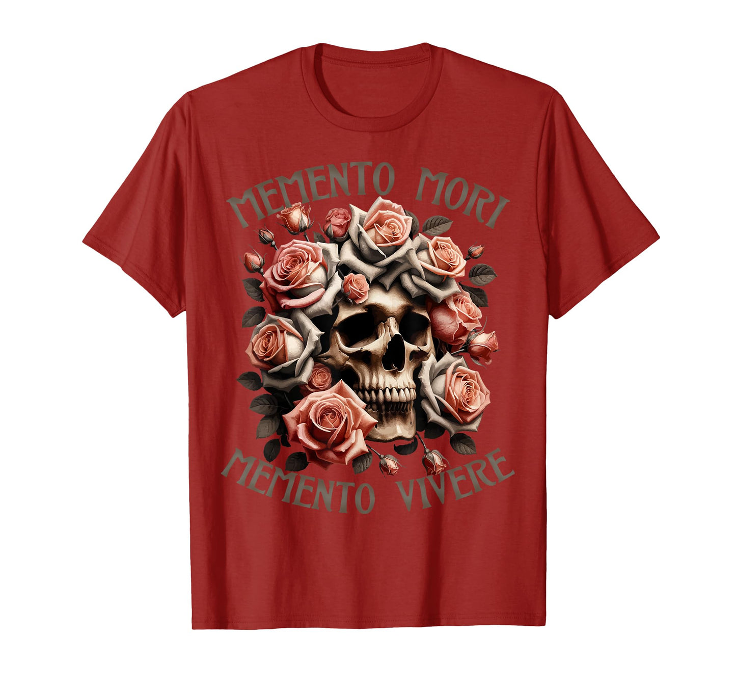 Memento Mori Memento Vivere Skull And Roses Stoic Gift T-Shirt