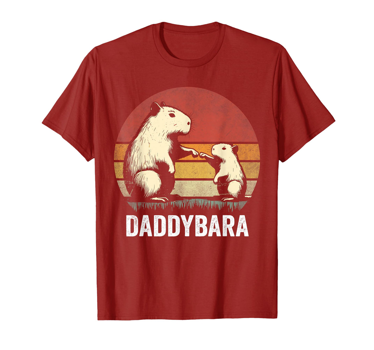 Retro Capybara Dad and Son Bumps Funny Capybara Father's Day T-Shirt
