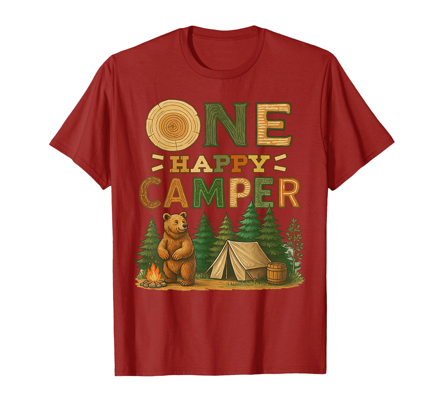 One Happy Camper Matching Family Birthday Party Camping T-Shirt