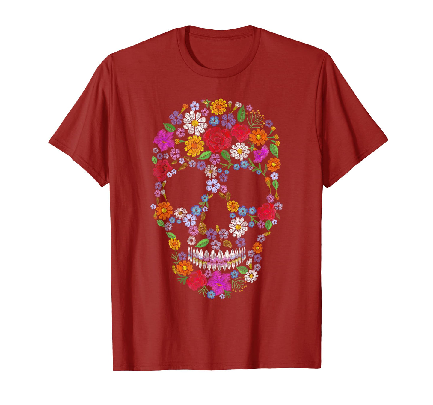 Dia de los Muertos Floral Sugar Skull Mexican Halloween T-Shirt