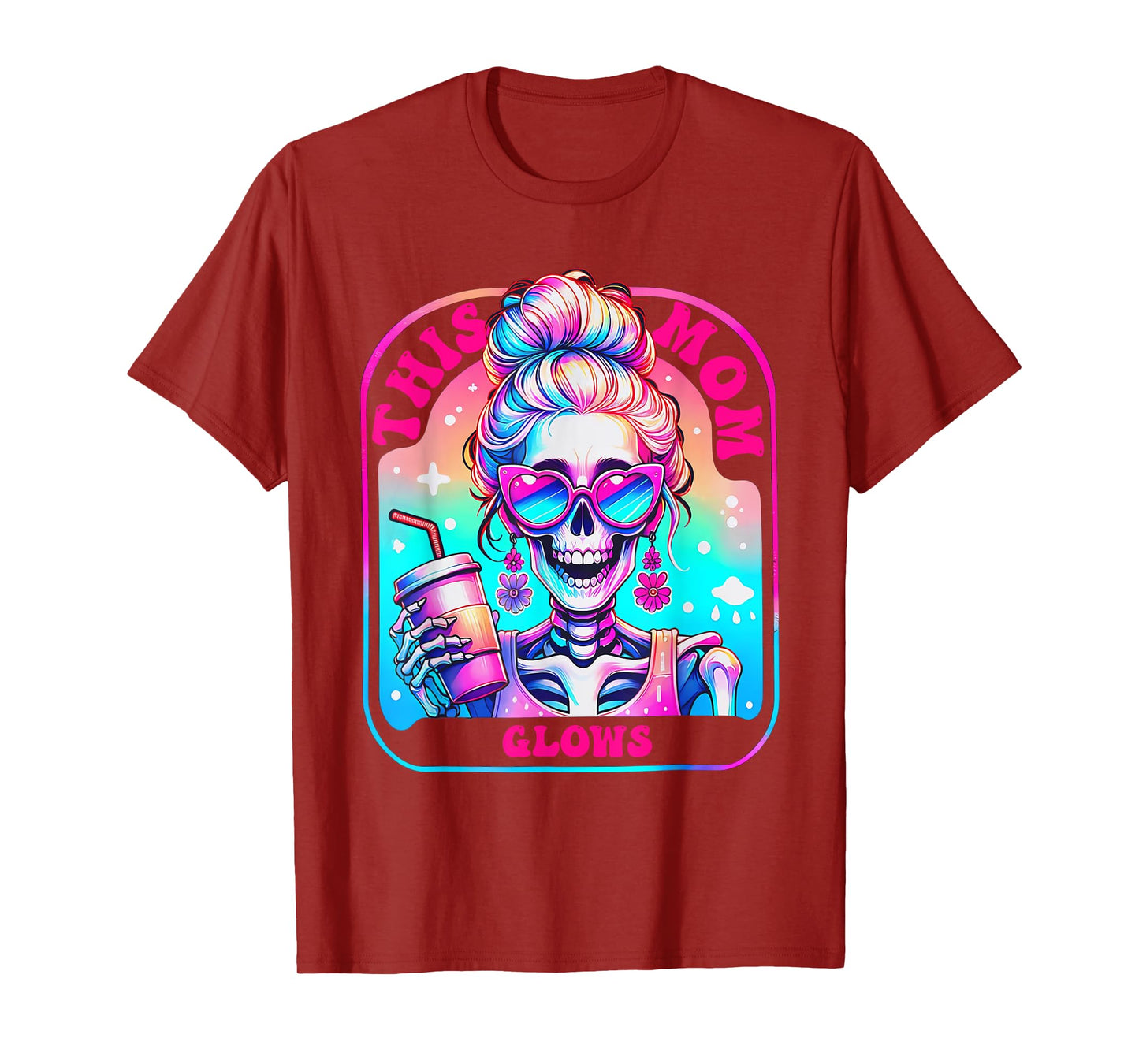 This Mom Glows Skeleton Mom Colorful Design T-Shirt