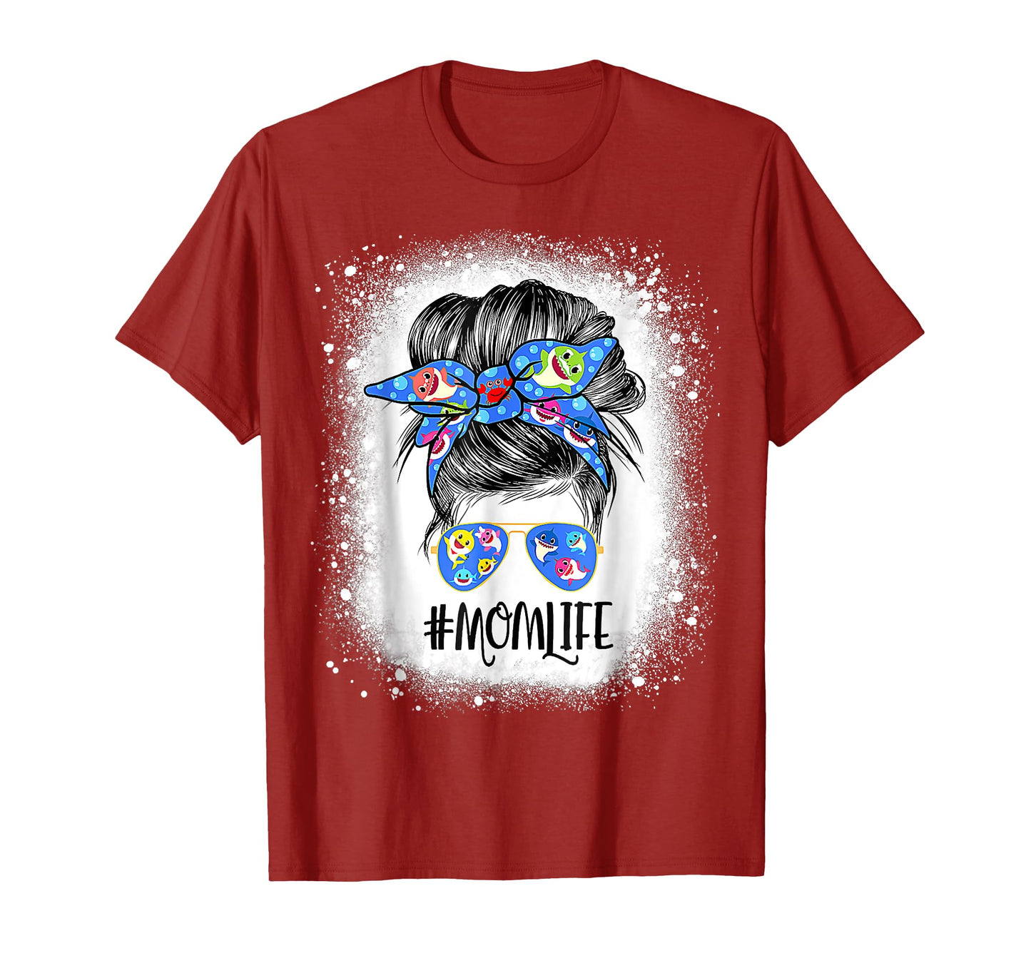 Mom Life Messy Bun Bleached Shark Mommy Mother's Day T-Shirt