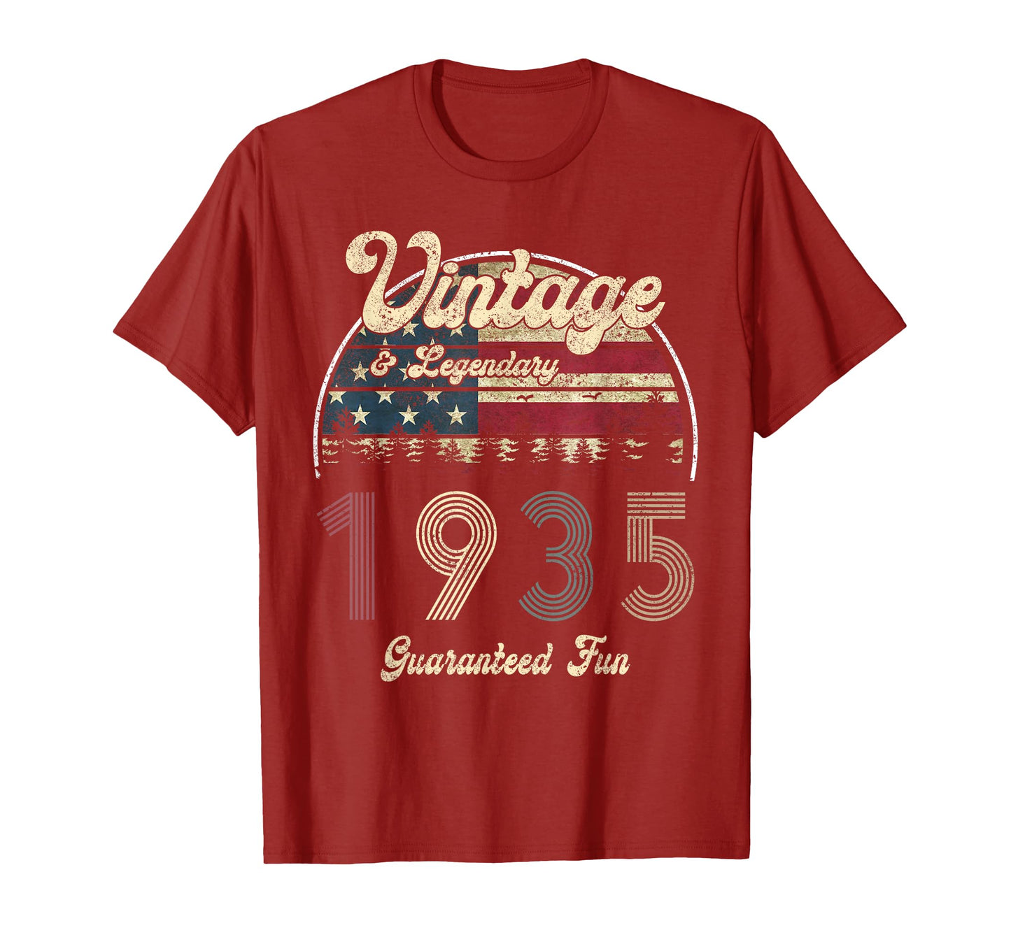 Women 89th Birthday Gift Vintage 1935 Patriotic USA Flag Mom T-Shirt