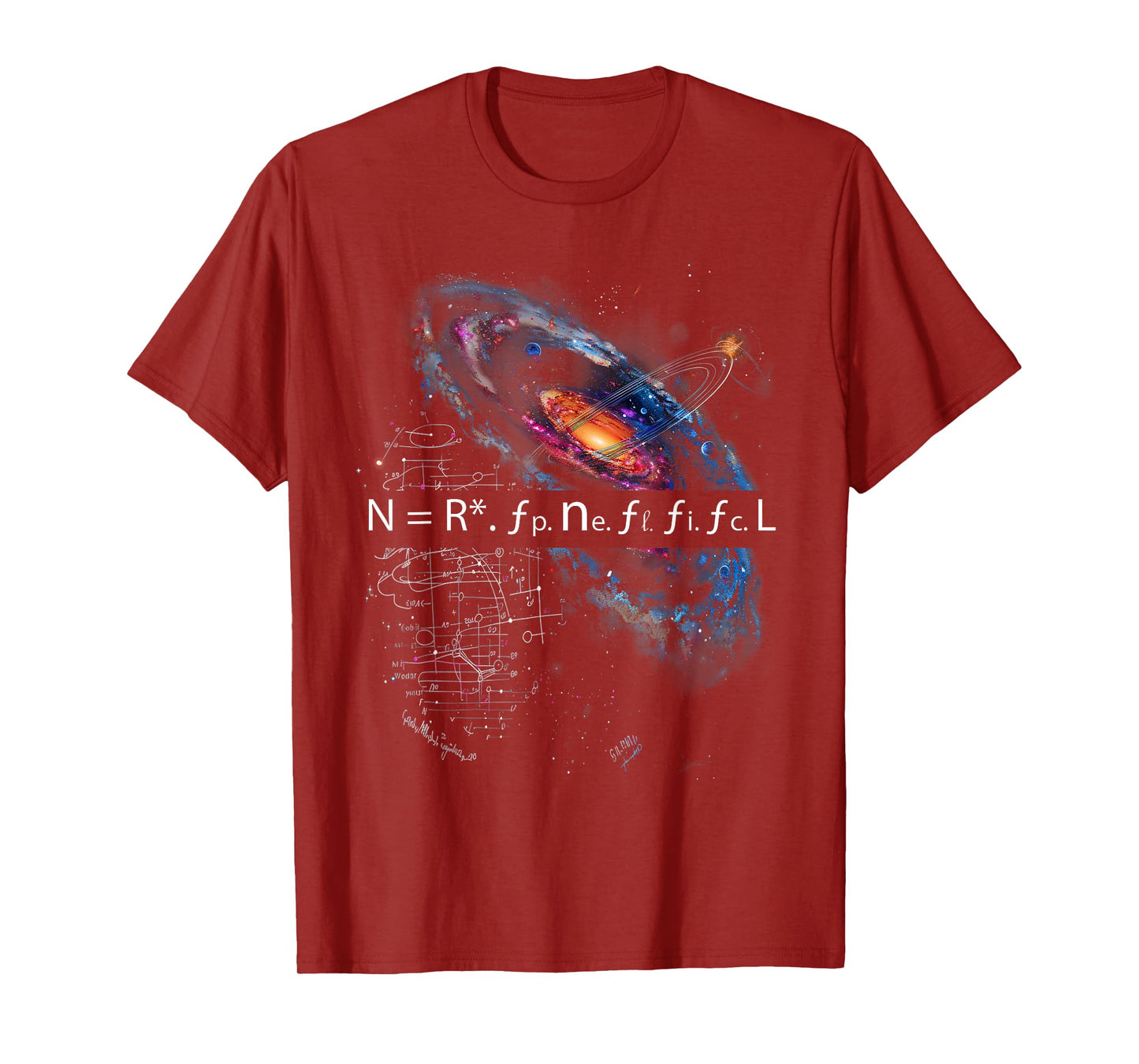 Drake Equation Estimation of Alien Civilizations T-Shirt, Small, Black