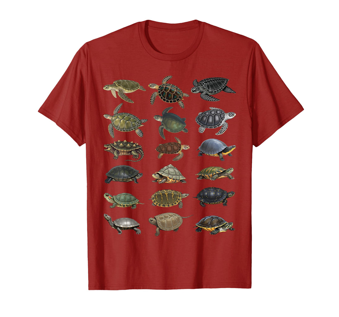 Types of Turtles Sea & Freshwater Turtle Species Educational T-Shirt