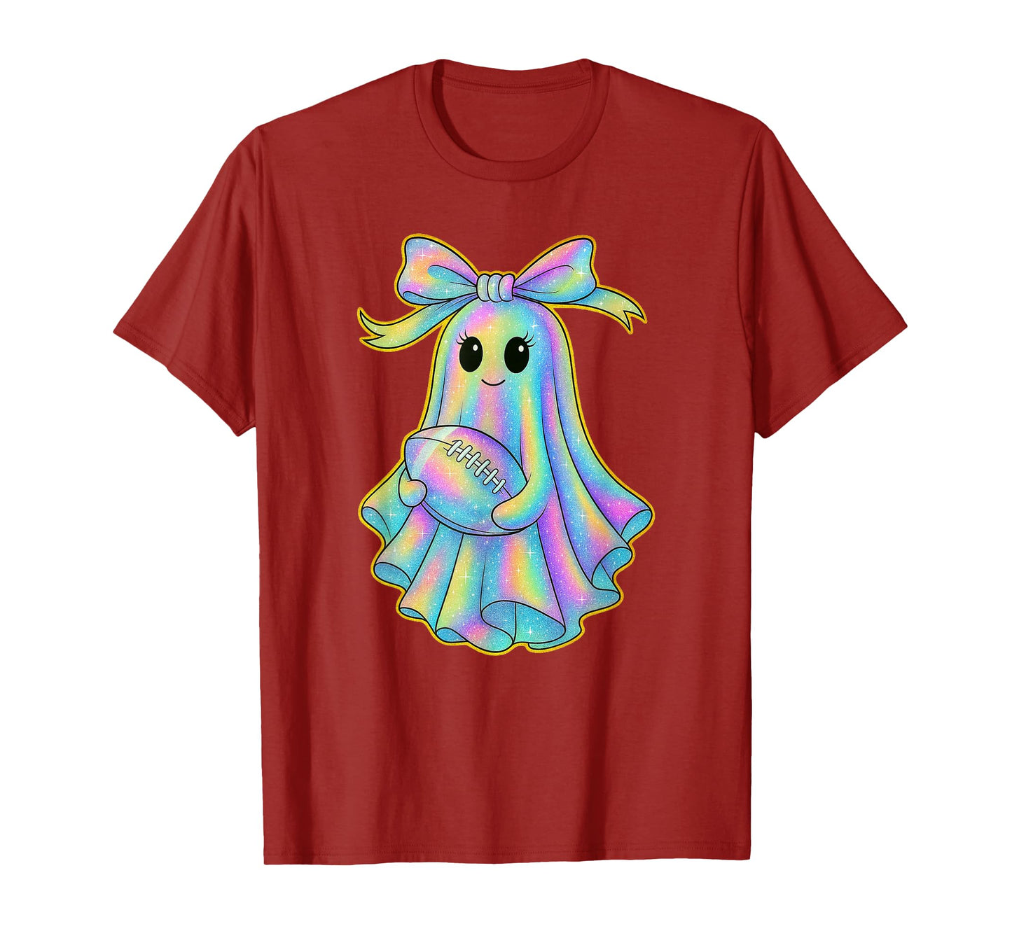 Cute Football Ghost Pastel Halloween Team Spirit Coquette T-Shirt