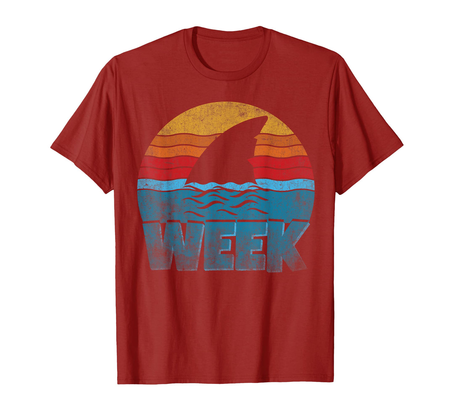 Retro Shark Fin Week 2025 Shark Lover Ocean Wildlife Summer T-Shirt