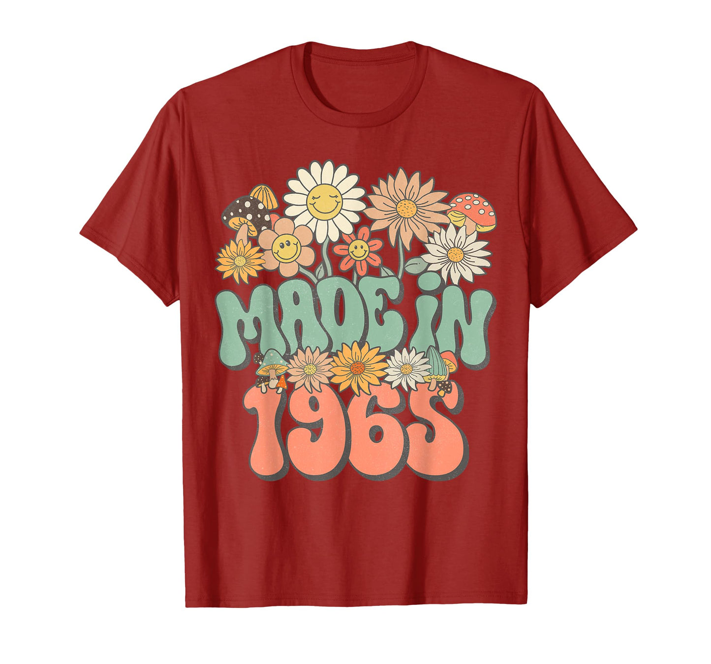Retro Groovy Made In 1965 Floral Hippie Daisy 60th Birthday T-Shirt