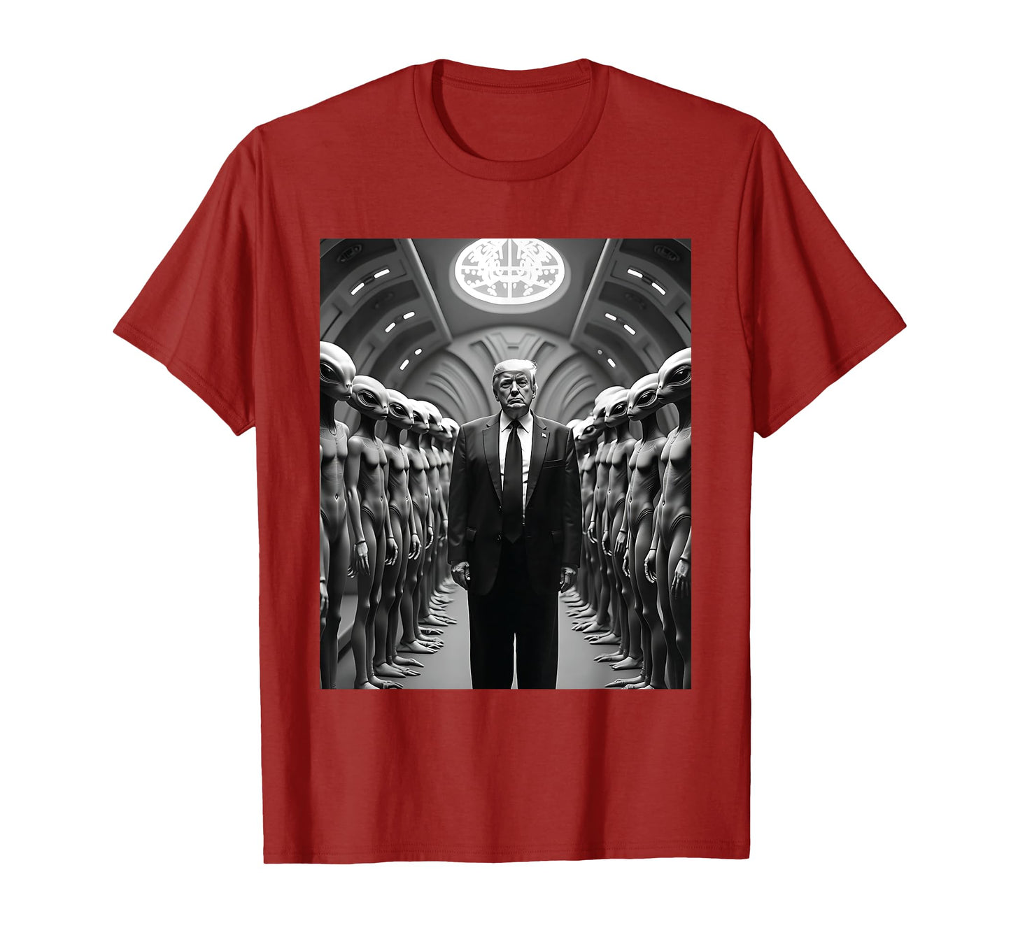 Trump with Aliens Conspiracy Theory UFO Visitation Funny T-Shirt