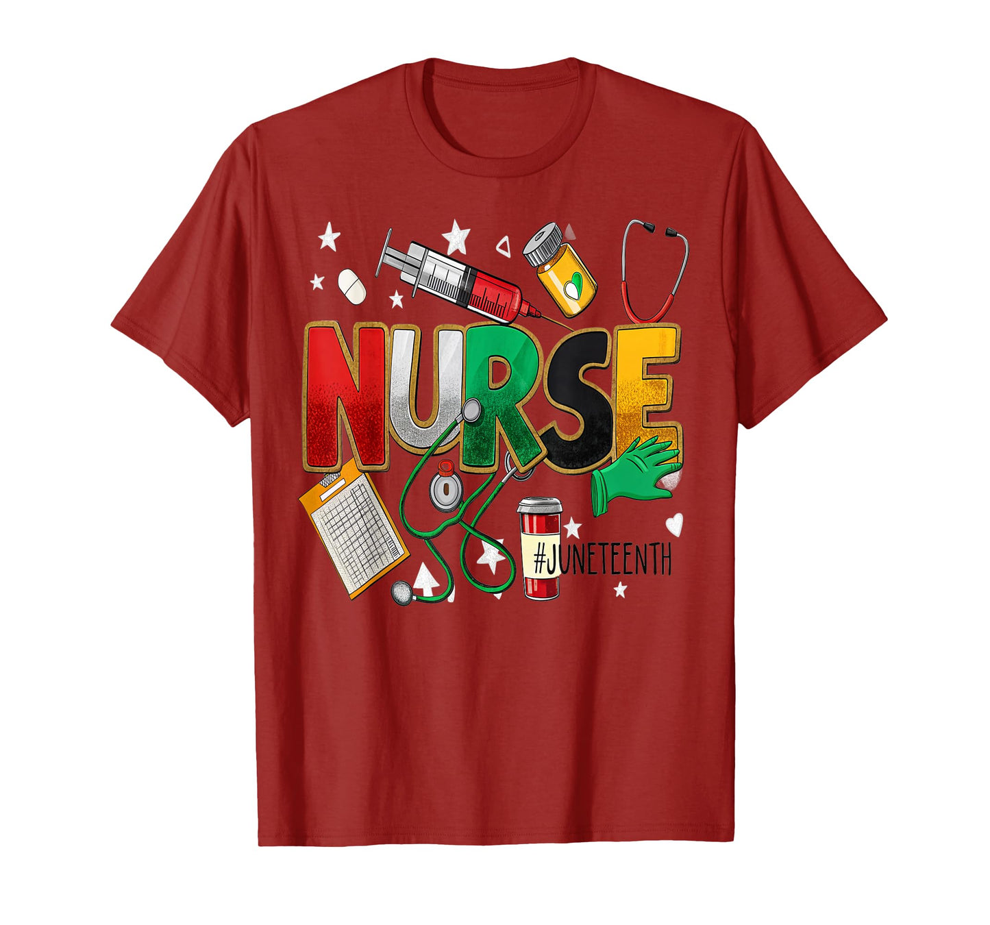 Juneteenth Nurse's Life Heart Stethoscope Nurse's Day T-Shirt