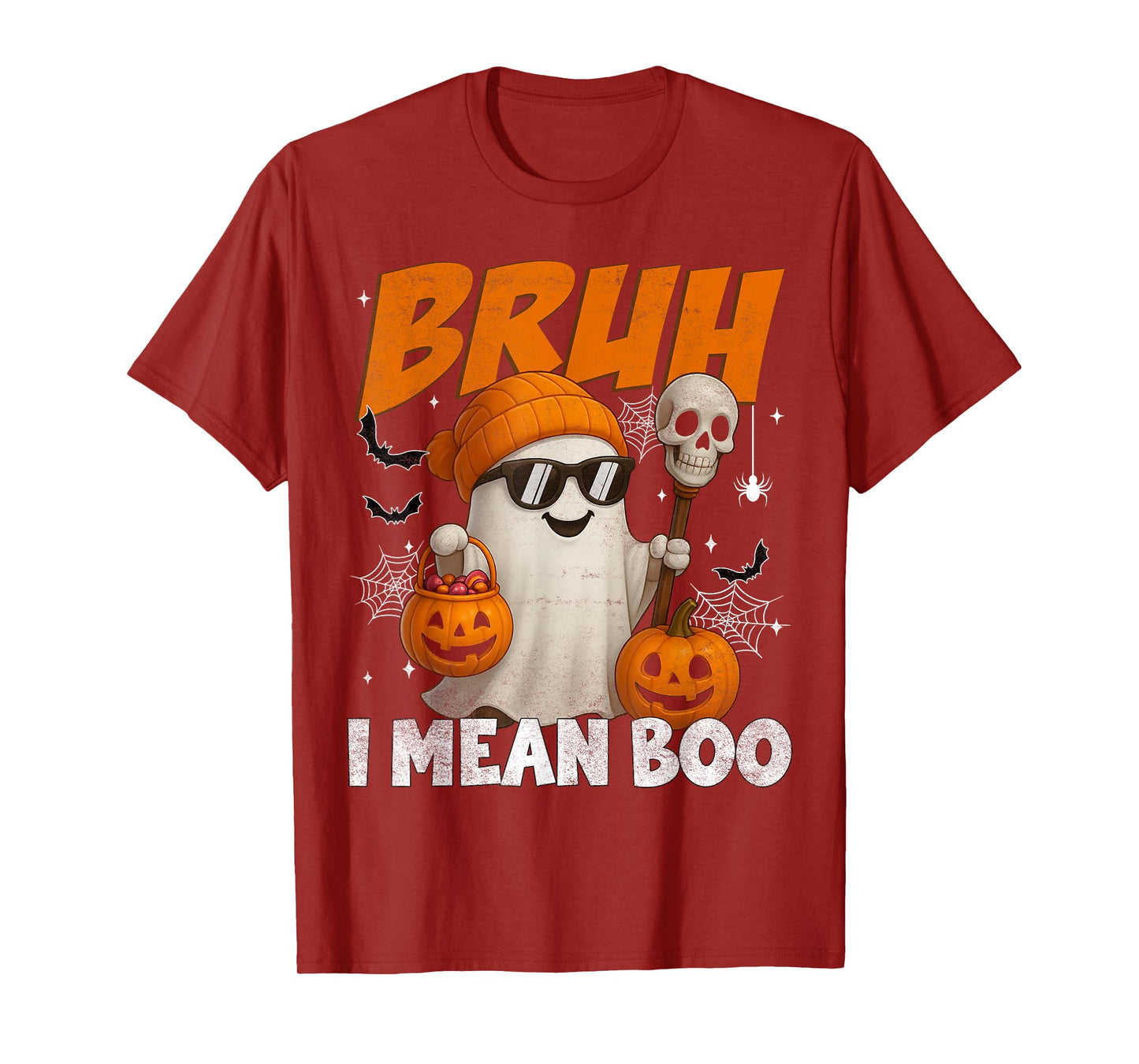 Bruh I Mean Boo Ghost Halloween for Boys Toddlers Kids Youth T-Shirt