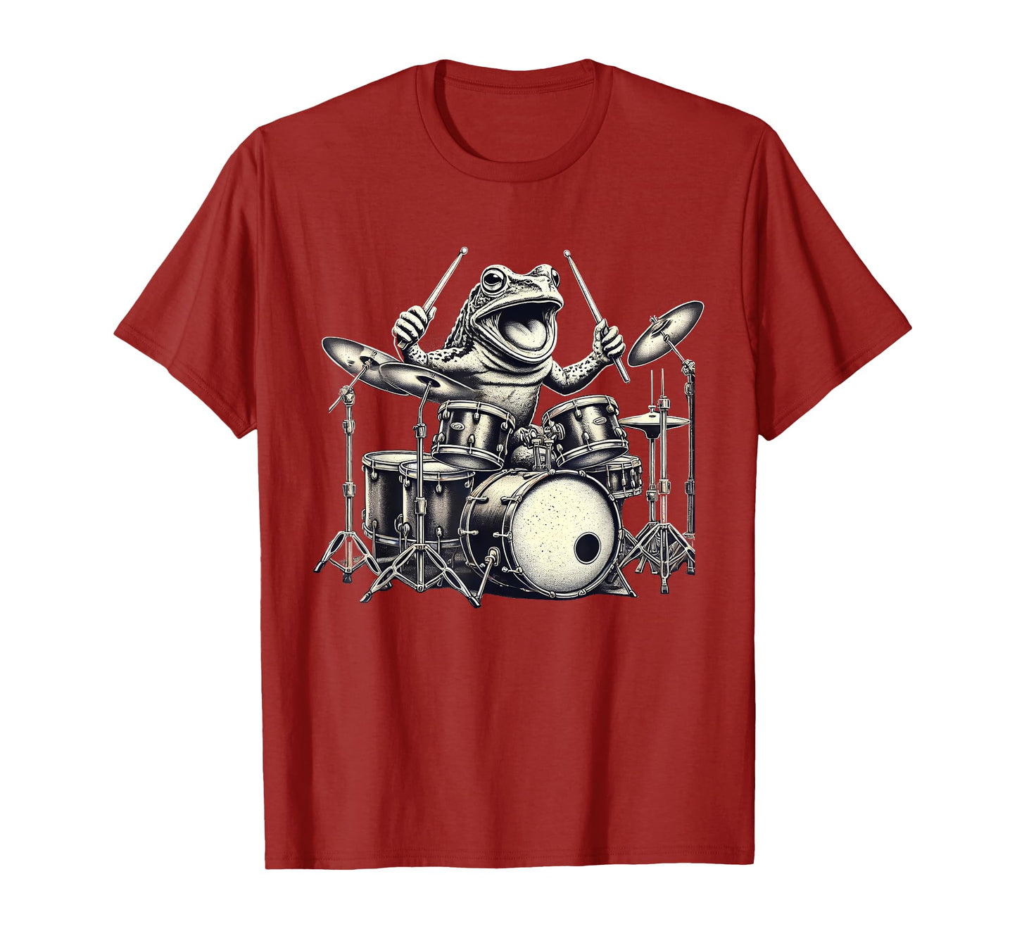 Funny Vintage Frog Drummer Rock Drummer Frog Playing Drums T-Shirt