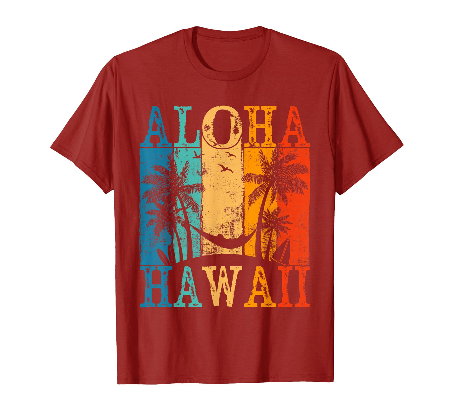 Aloha Hawaii Hawaiian Island Vintage Palm Trees Sunset T-Shirt