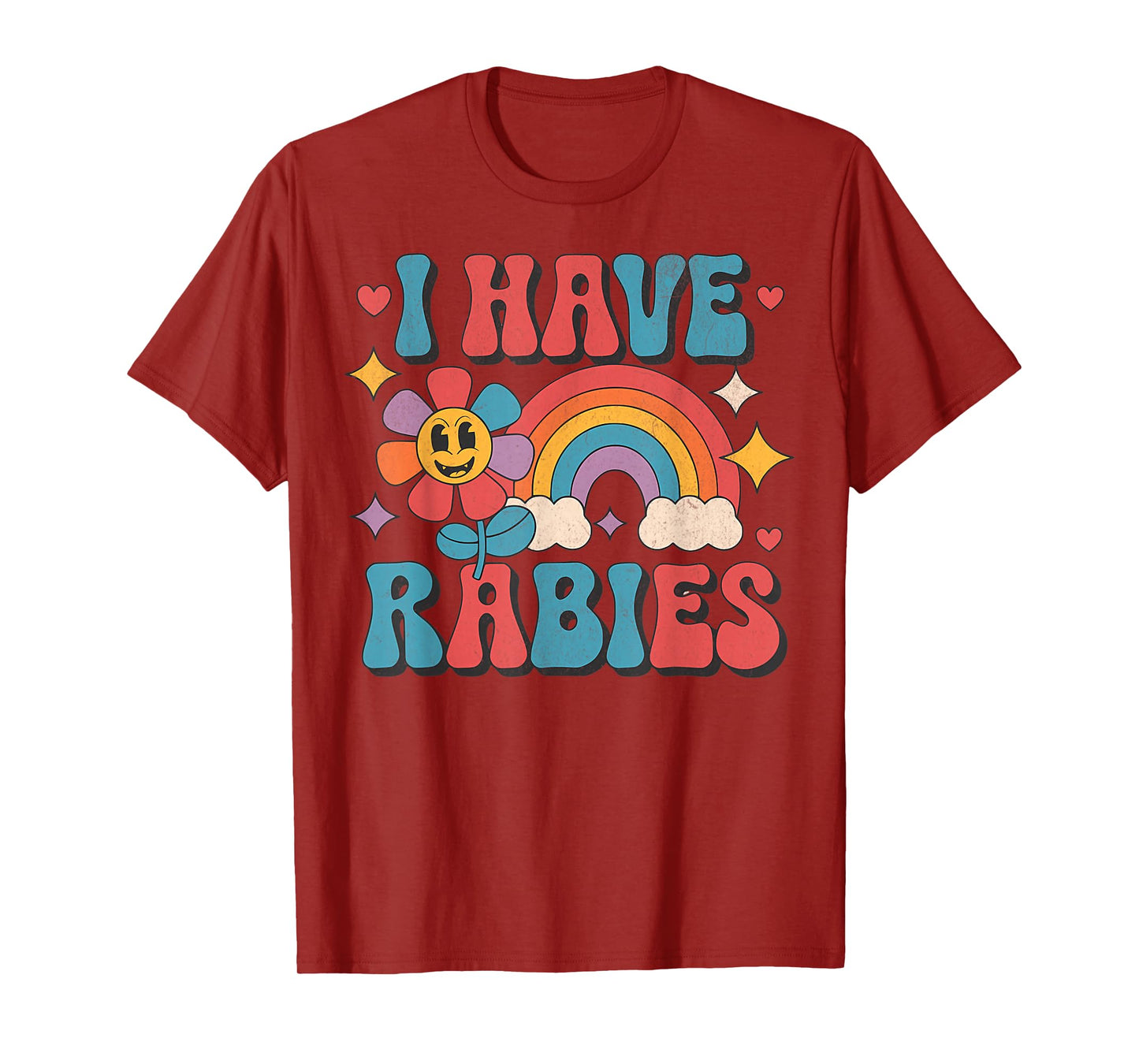 Funny Retro Vintage I Have Rabies Unisex-Adults Black Small T-Shirt