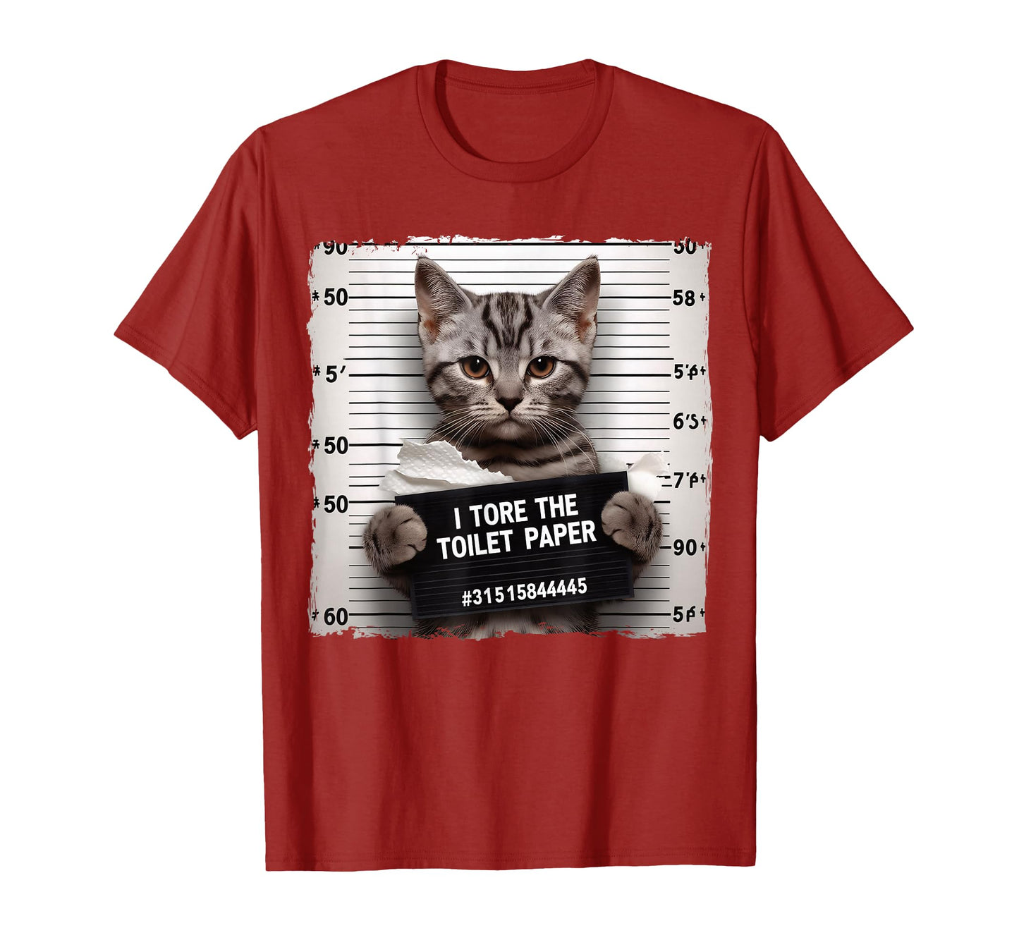 Cute Cat Mugshot Humorous Cat For Cats Lover Cat Mom Cat Dad T-Shirt