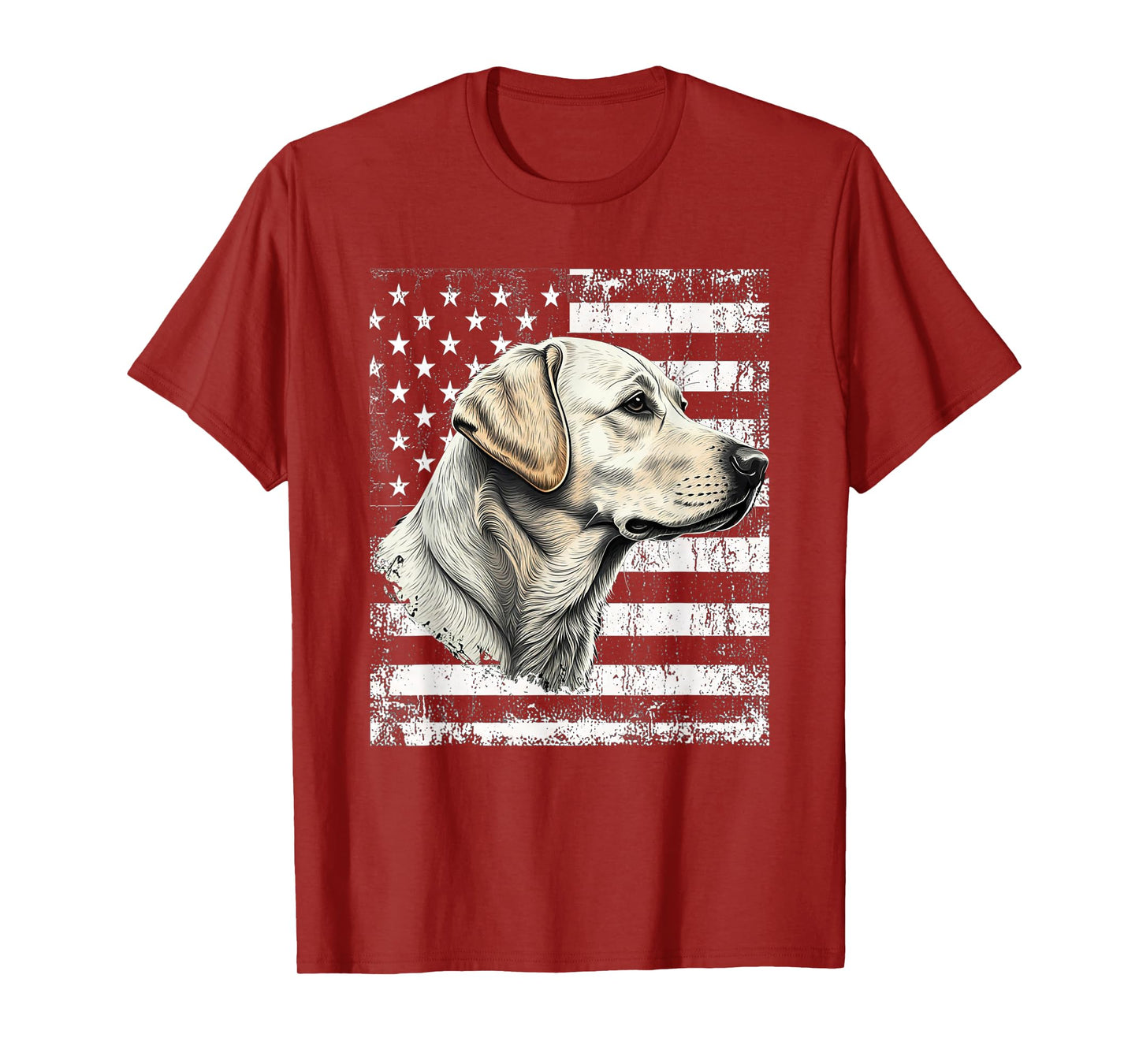 Patriotic USA Flag Yellow Labrador Distressed Retro Design T-Shirt
