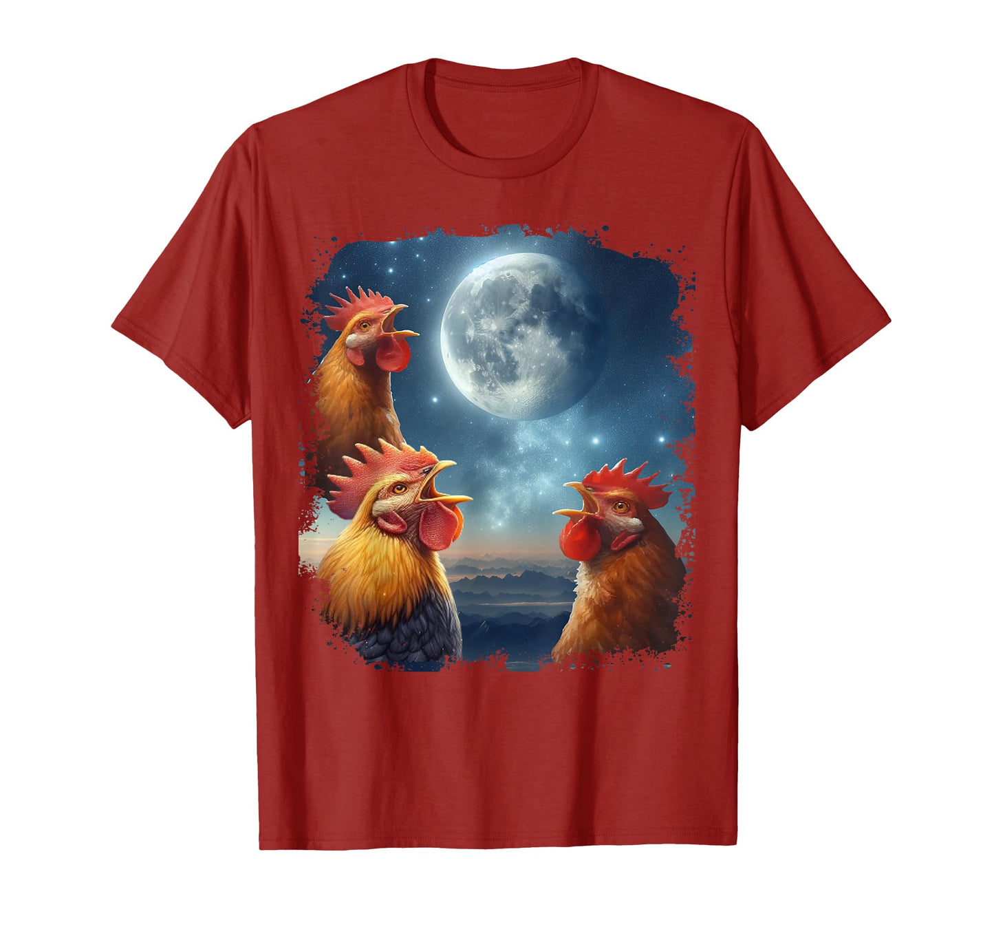 3 Chicken Moon, Funny 3 Chicken Howling Like Wolves T-Shirt
