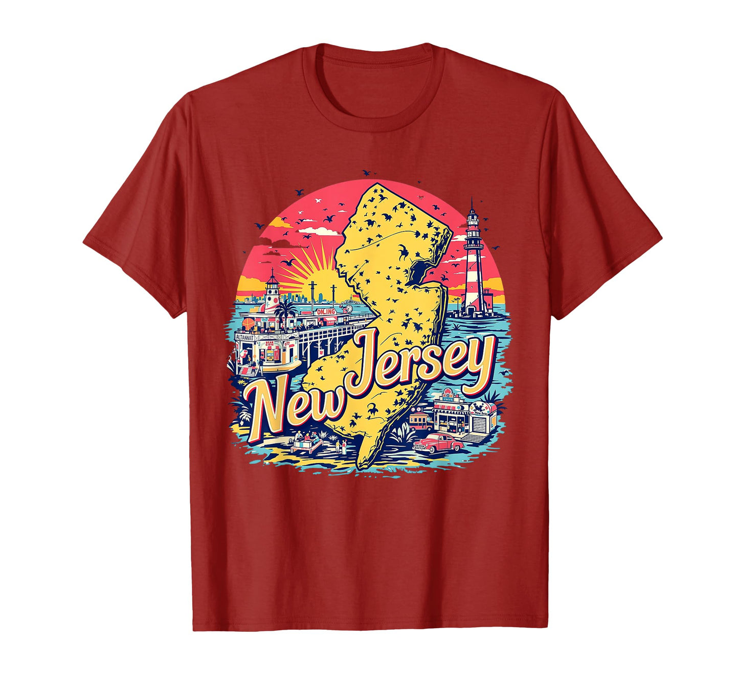 Vintage New Jersey State Map Retro T-Shirt