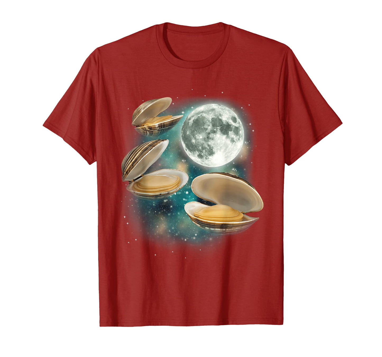 Three Clam Moon | 3 Clams Weird Cursed Oceanic Sealife Ugly T-Shirt