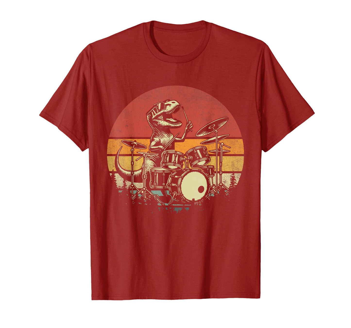 Funny Retro Trex Drummer Rock Drummer T-rex Playing Drums T-Shirt