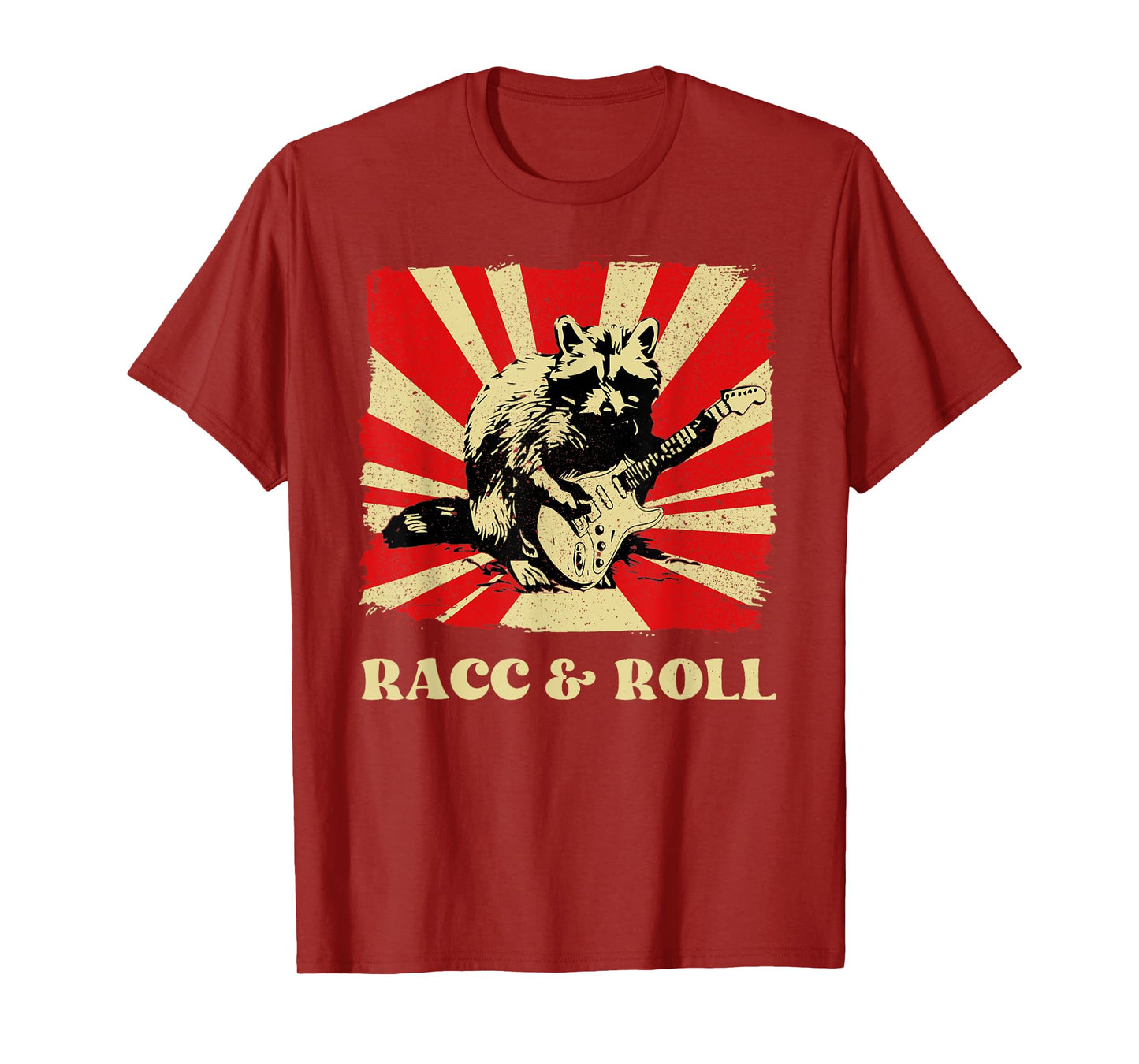 Funny Raccoon Playing Banjo Guitar Racc and Roll Cute Racoon T-Shirt