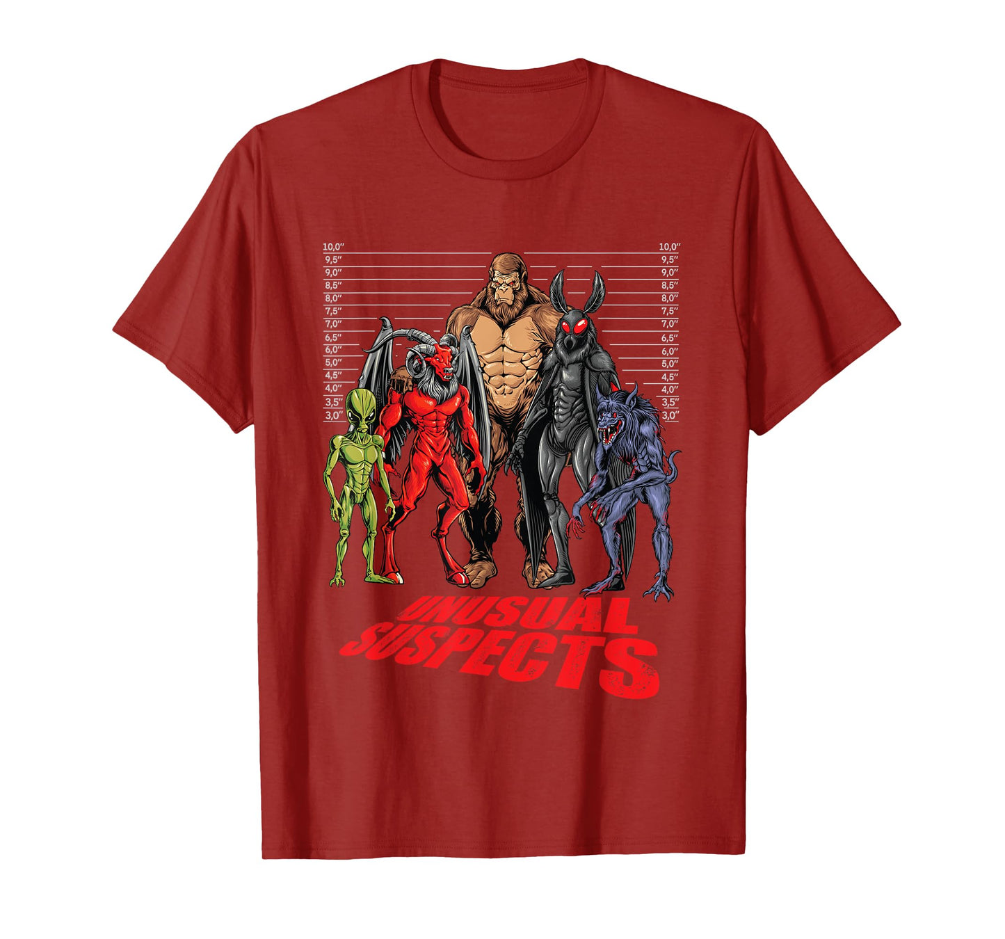 Bigfoot Mothman Chupacabra Jersey Devil Alien Suspects T-Shirt