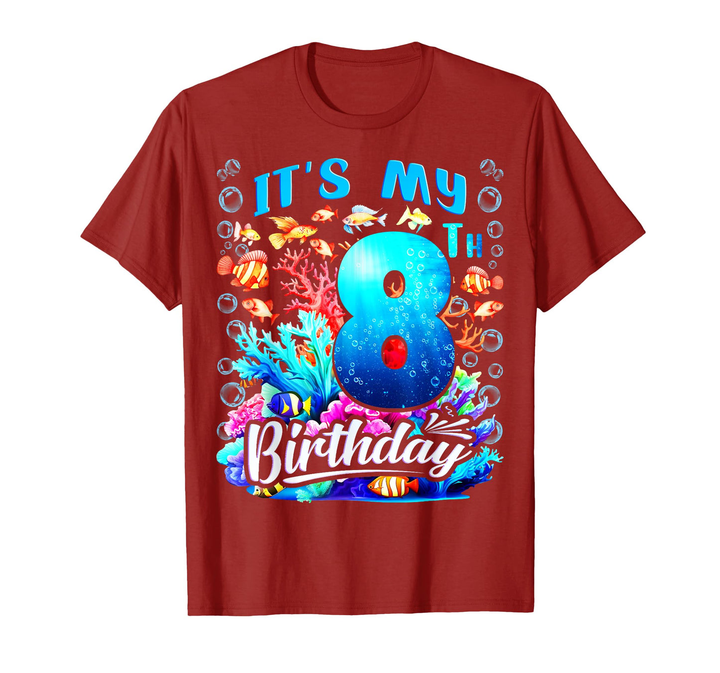 It's My 8th Birthday Boy Sea Fish Ocean Animals Aquarium T-Shirt