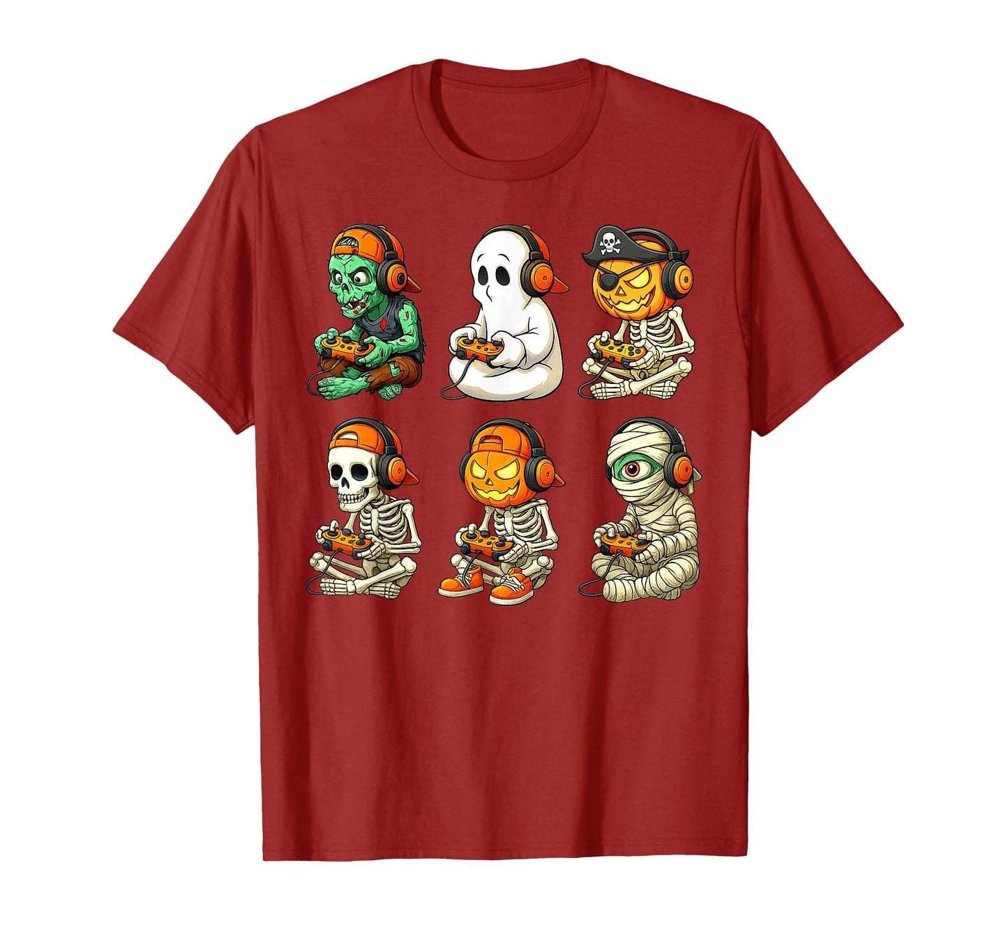 Halloween Skeleton Boo Gamer Video Gaming Boys Men Kids Tees T-Shirt