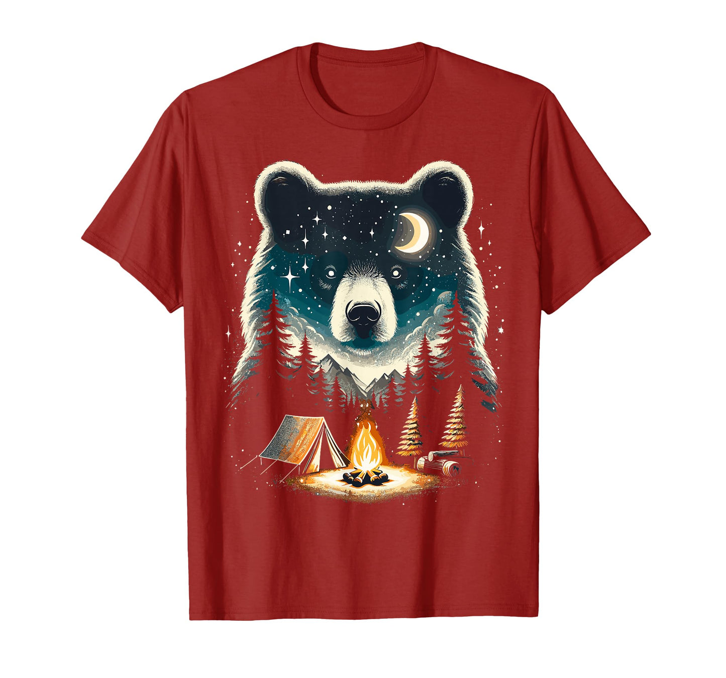Retro Camping Bear Forest Nature Wildlife T-Shirt