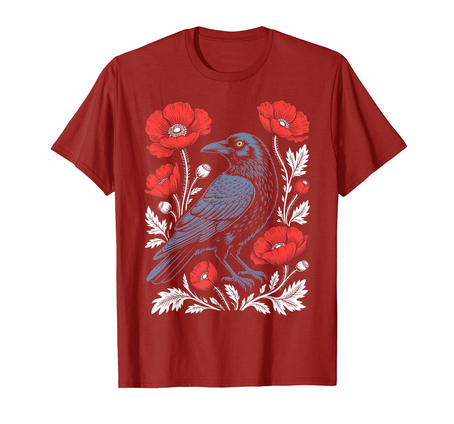 Crow Floral Flower Animal Gothic Birds Animal Funny Crow T-Shirt