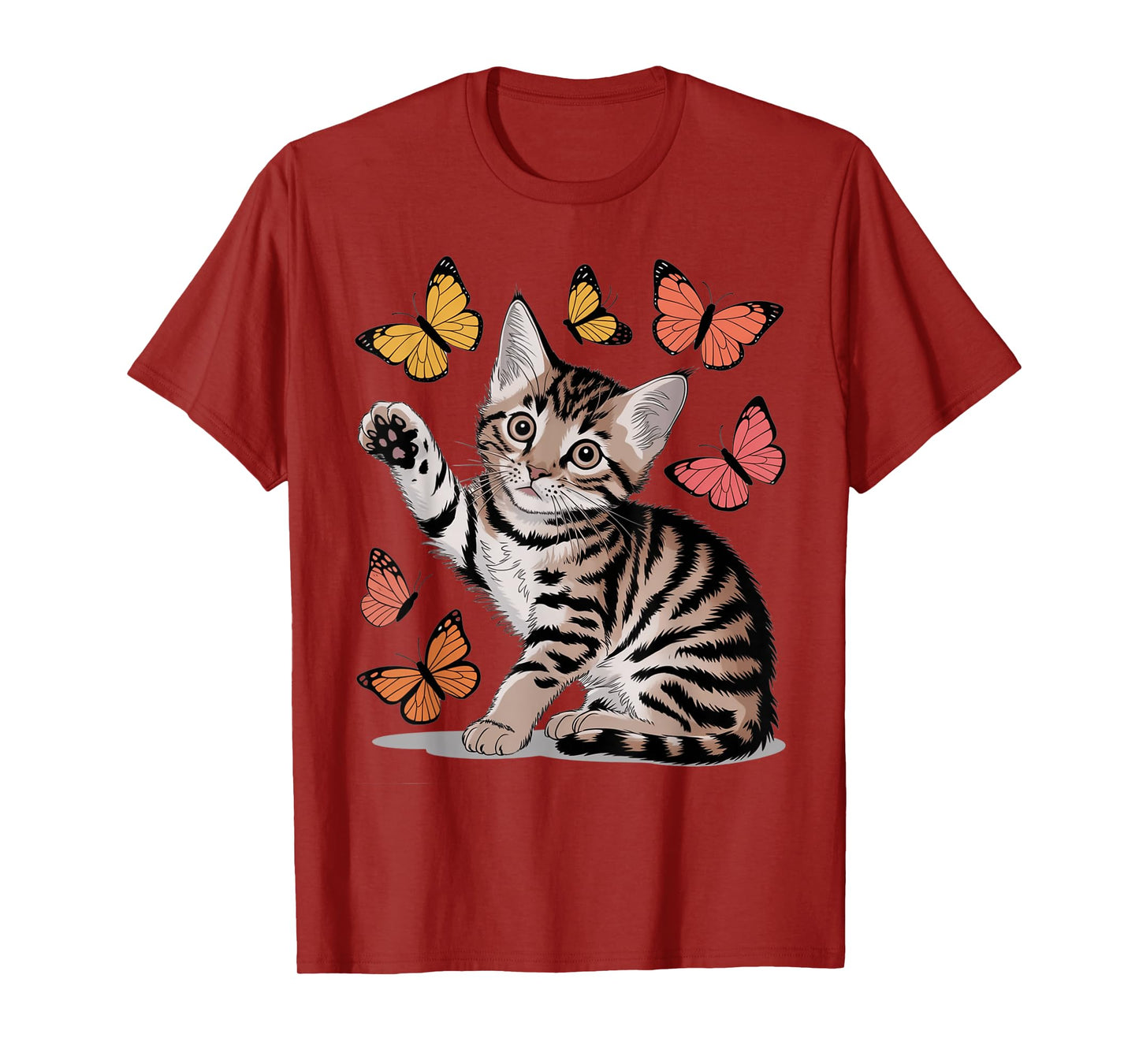 Playful Butterfly Kitten T-Shirt