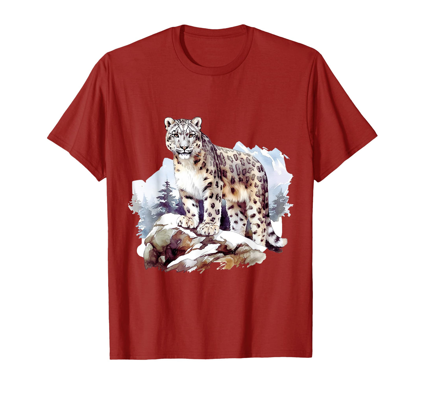 Snow Leopard Winter Mountain Big Cat Wildlife T-Shirt