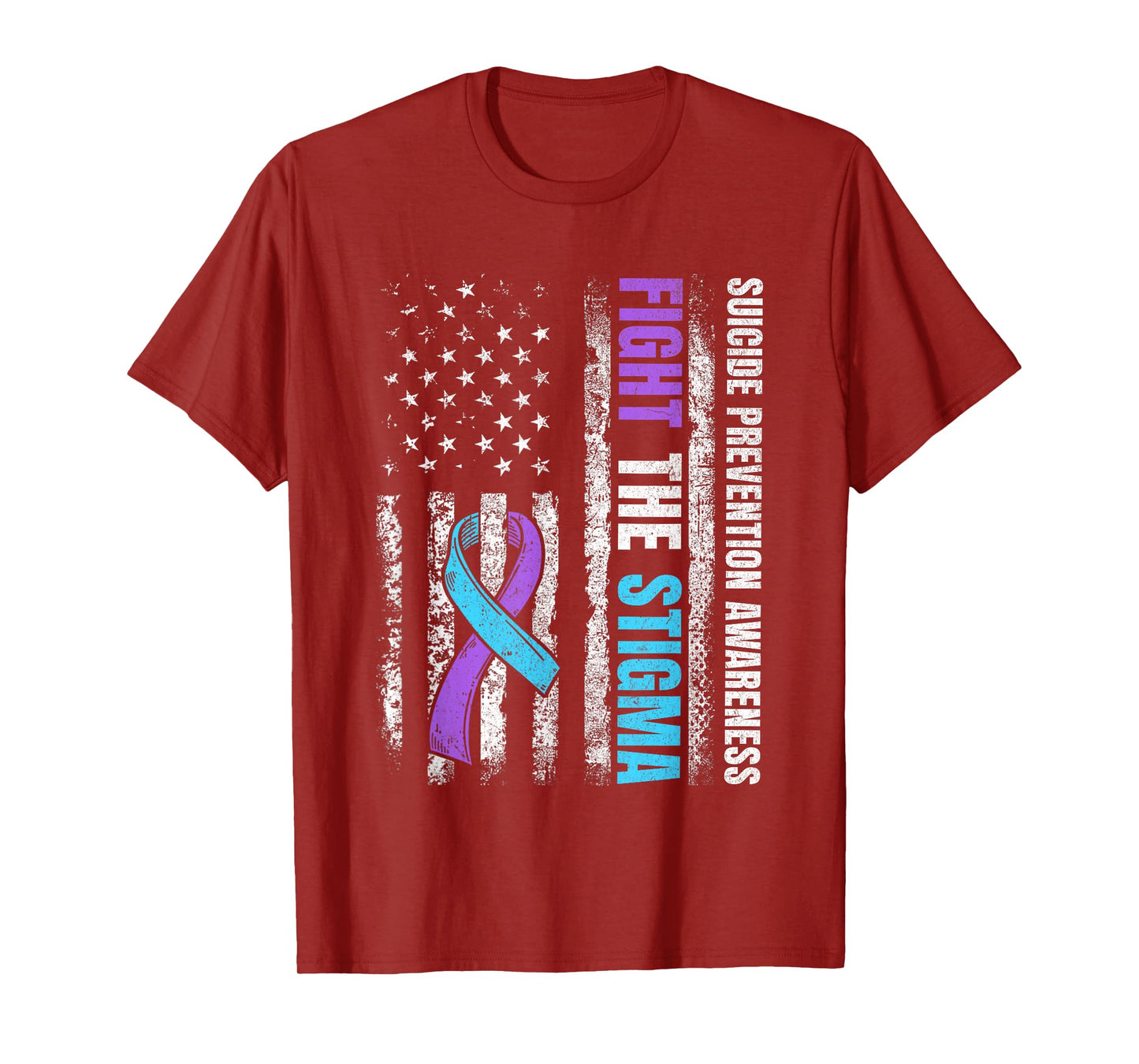 Fight The Stigma American Flag Suicide Prevention Awareness T-Shirt