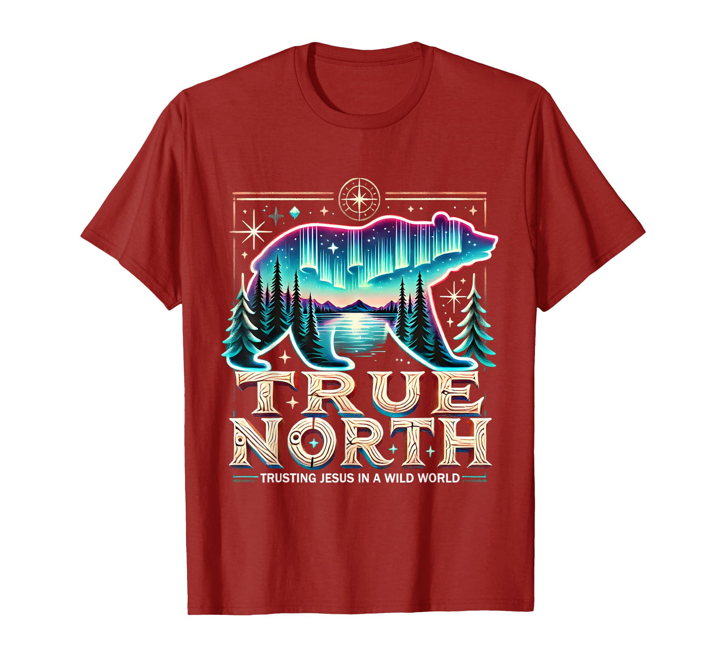 True North Compass Bear Christian Outdoor Faith Summer Camp T-Shirt
