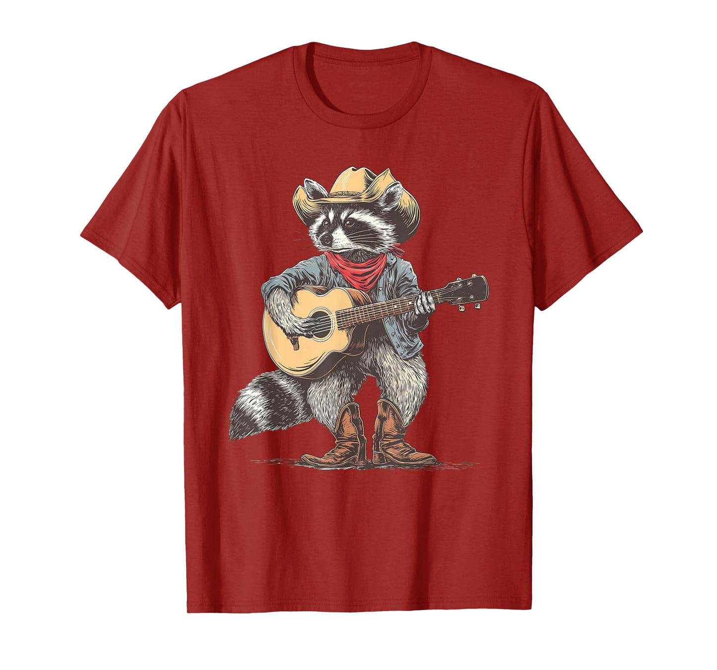 Cowboy Raccoon Playing Guitar Funny Western Country Music T-Shirt