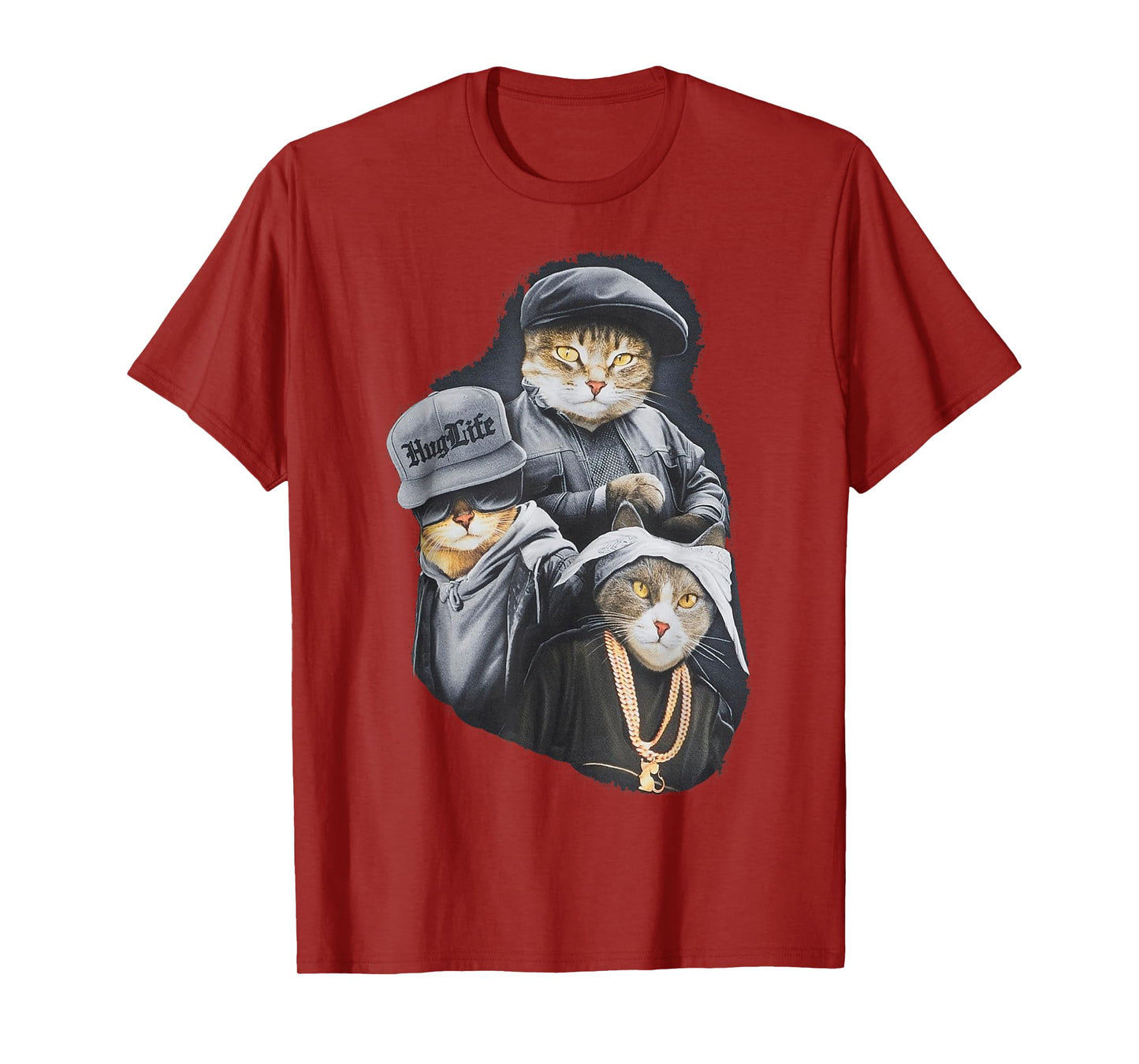 Hug Life Cat Designs Black Unisex Adult Classic Fit Modern Classic Cartoon Life T-Shirt